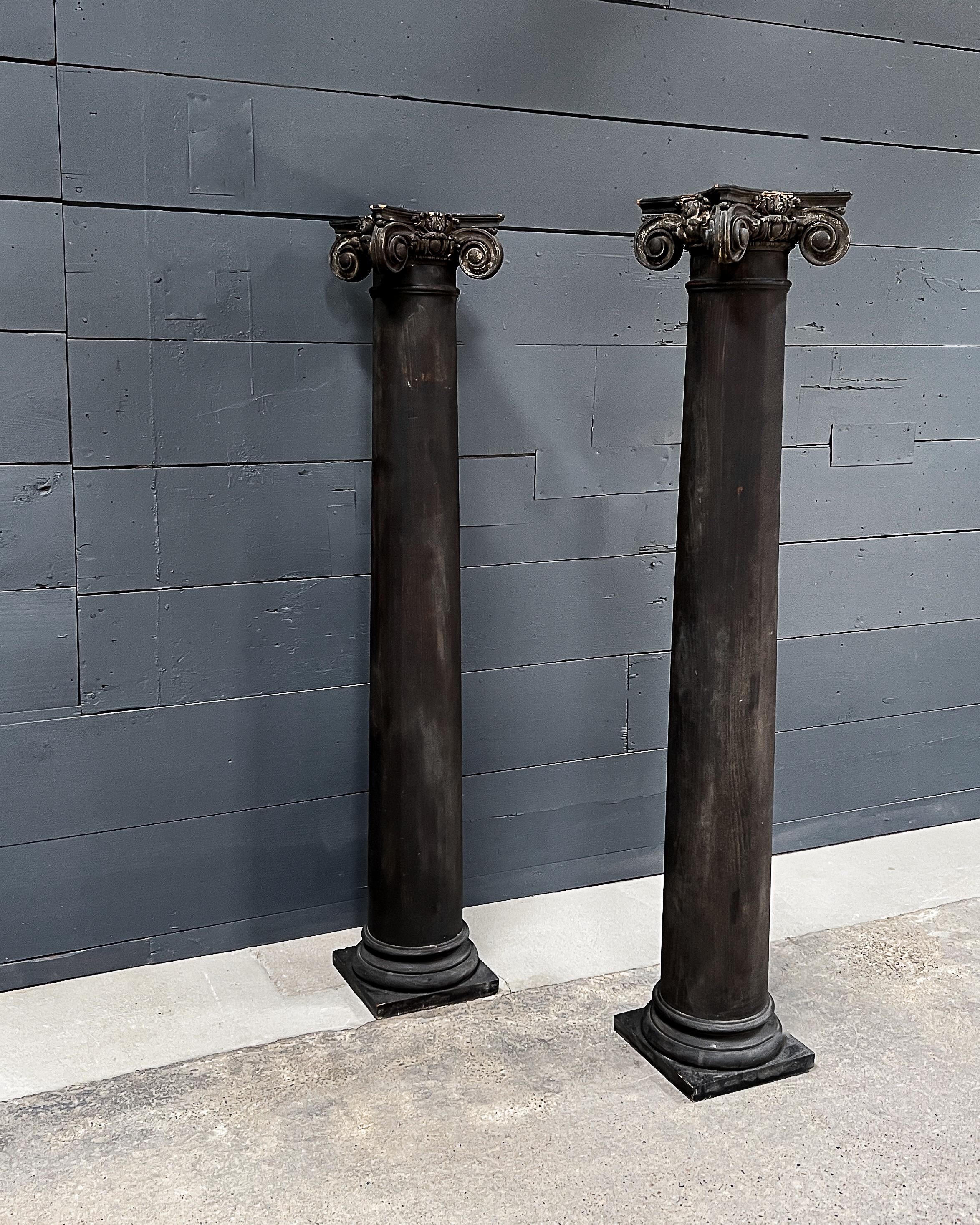'Pair' Solid Reclaimed Ionic Columns For Sale 7