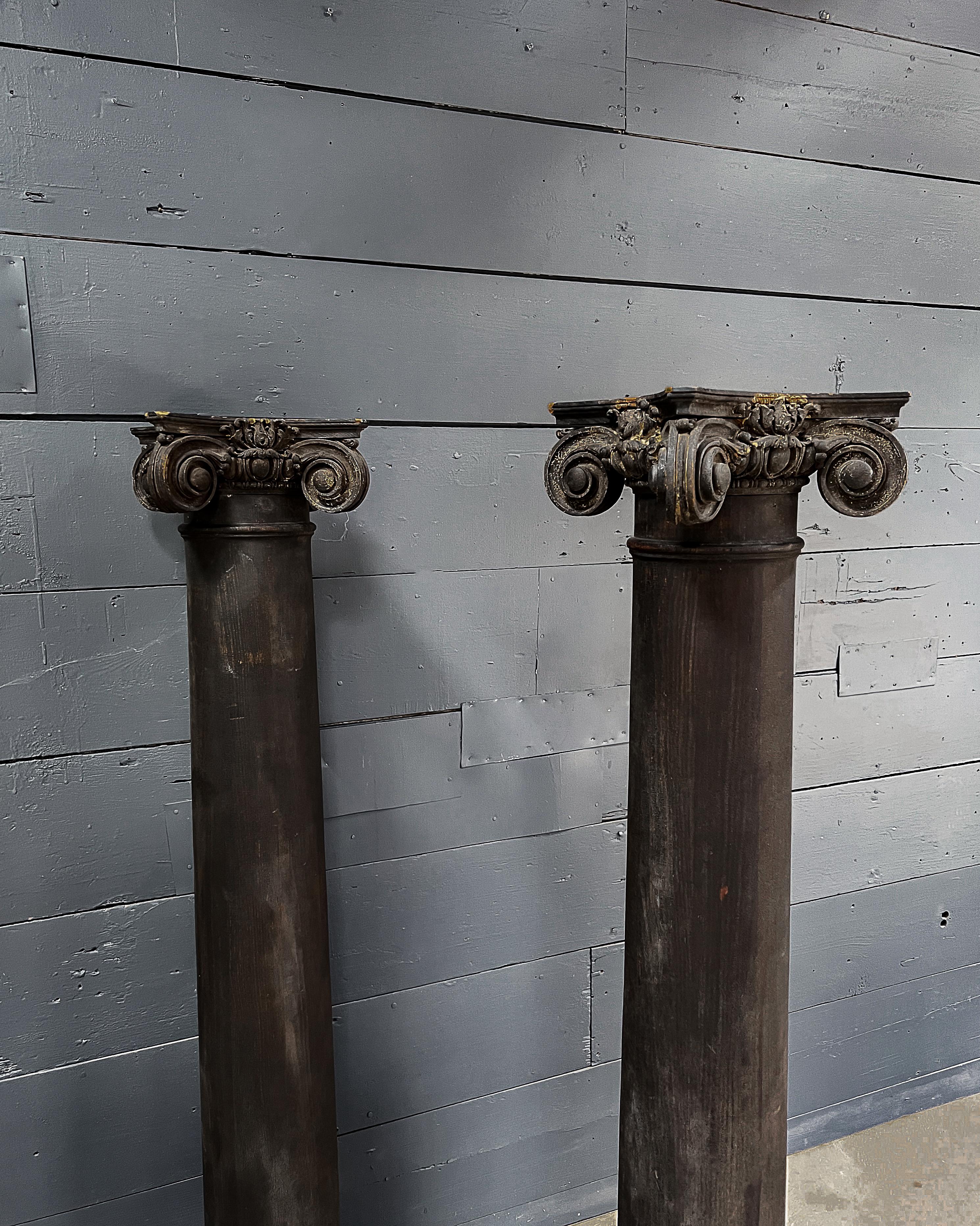 American 'Pair' Solid Reclaimed Ionic Columns For Sale