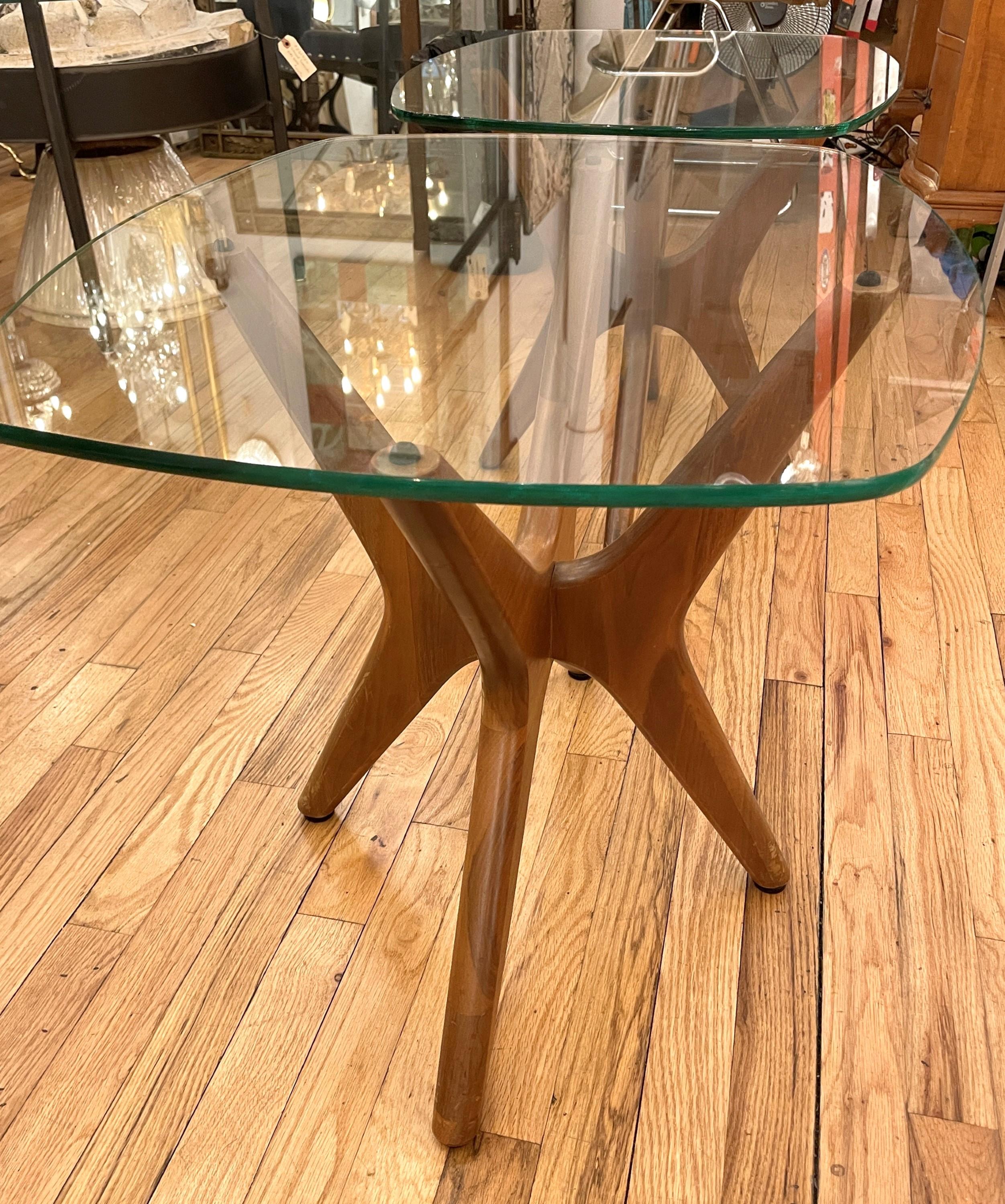 Pair Solid Walnut Jacks End Tables Adrian Pearsall Designer For Sale at