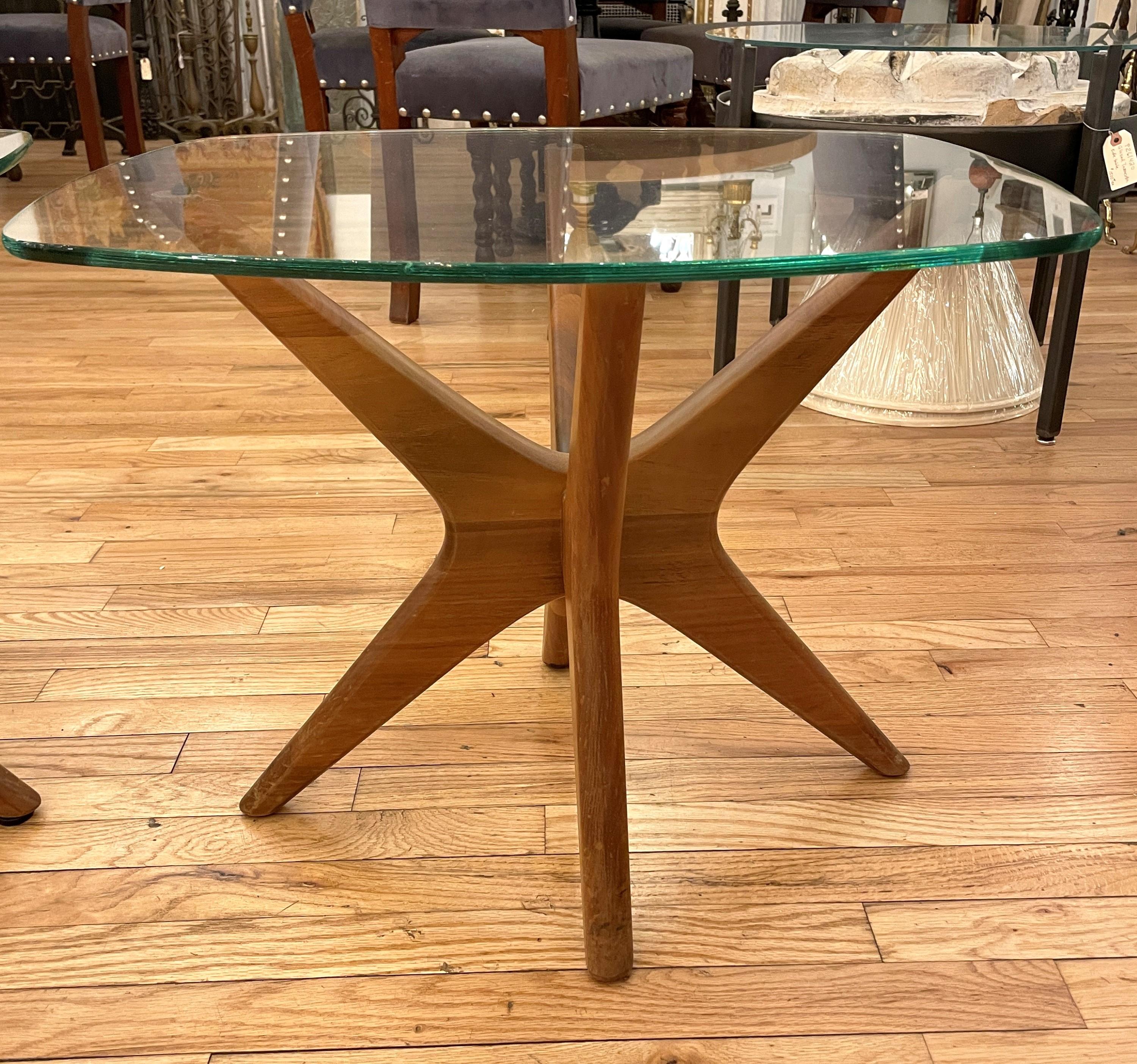 Pair Solid Walnut Jacks End Tables Adrian Pearsall Designer For Sale at