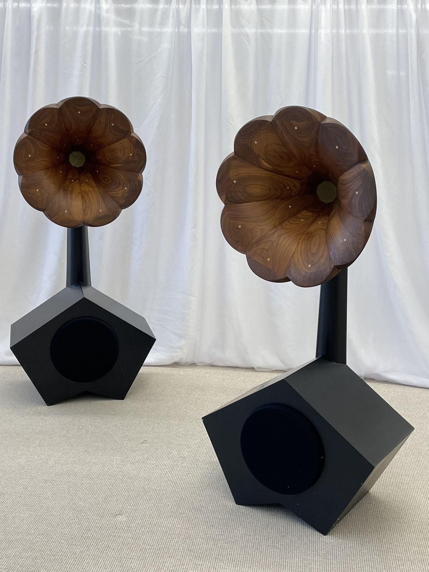 A for Ara, Contemporary, Floor Standing Speakers, Walnut, Gold Leaf, 2010s For Sale 2