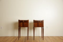 Pair Southern Italian Neoclassic Rosewood & Marble-Top Bedside Cabinets, ca 1810