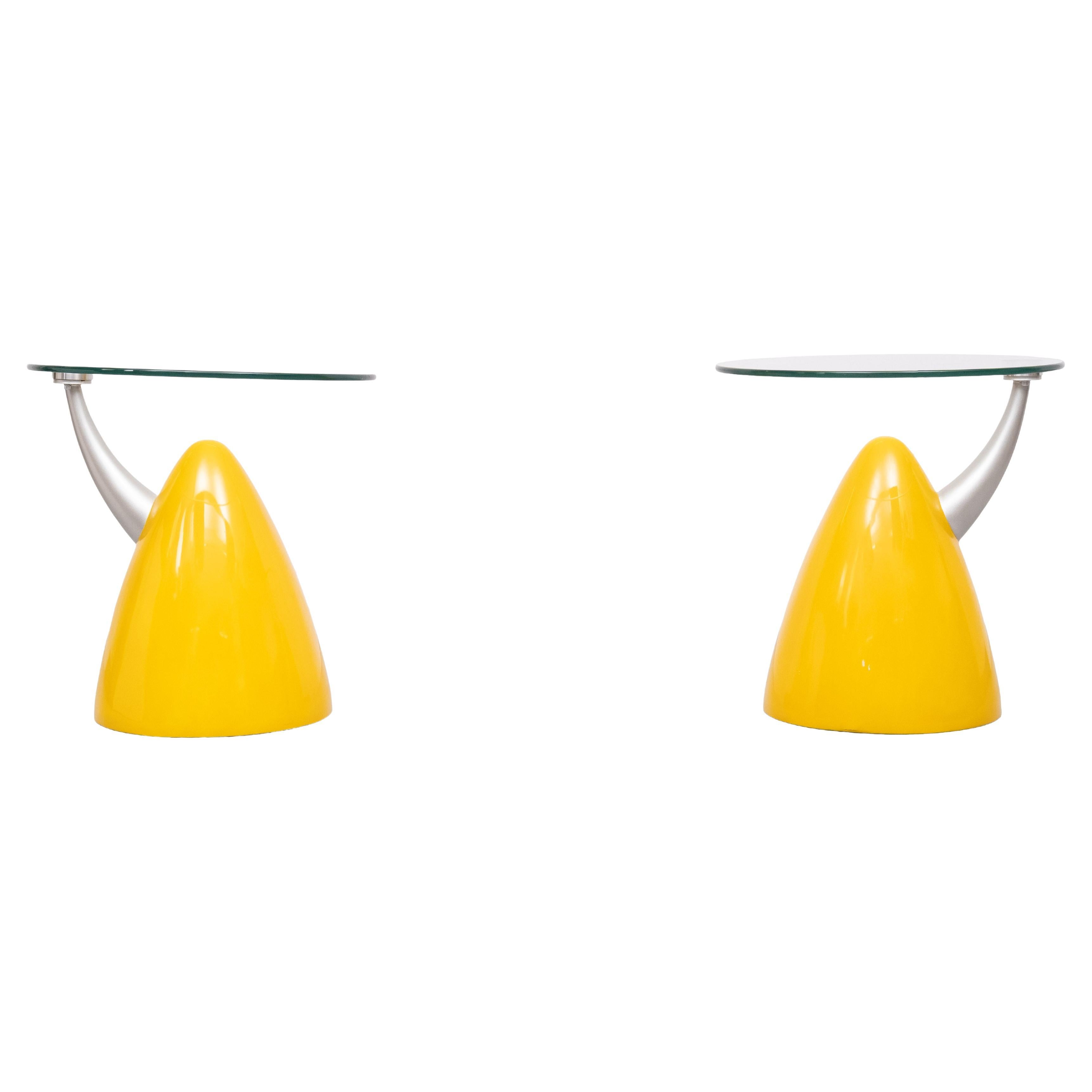 Space Ace Side Tables by Giorgio Gurioli, Yellow Fiberglass, 1980s
