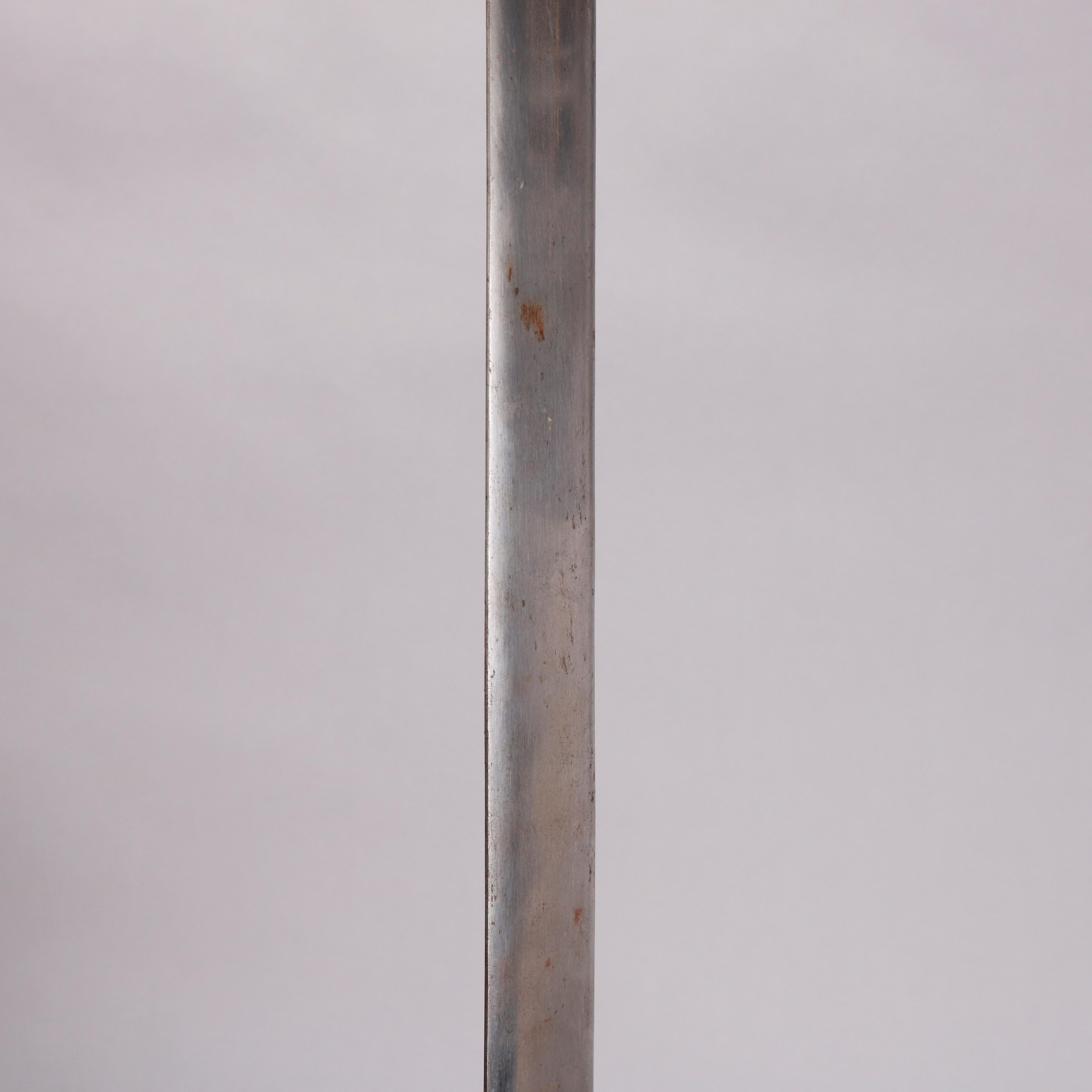 Pair of Spanish Ceremonial Engraved Steel Dueling Swords, 19th Century In Good Condition In Big Flats, NY