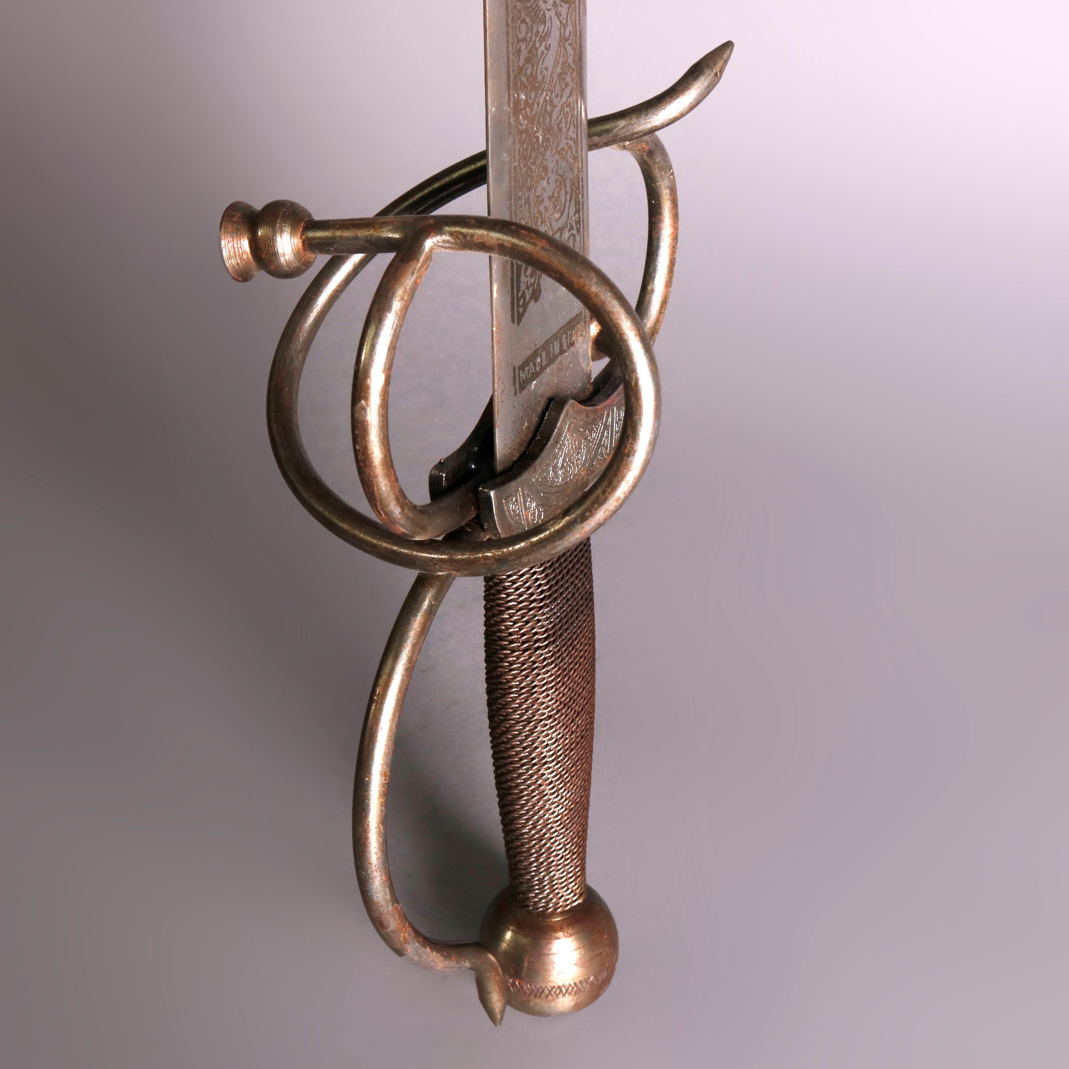 Pair of Spanish Ceremonial Engraved Steel Dueling Swords, 19th Century 3
