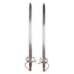 Pair of Spanish Ceremonial Engraved Steel Dueling Swords, 19th Century