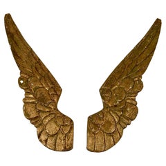 Pair Spanish Colonial Carved and Gilt Wood Angels Wings