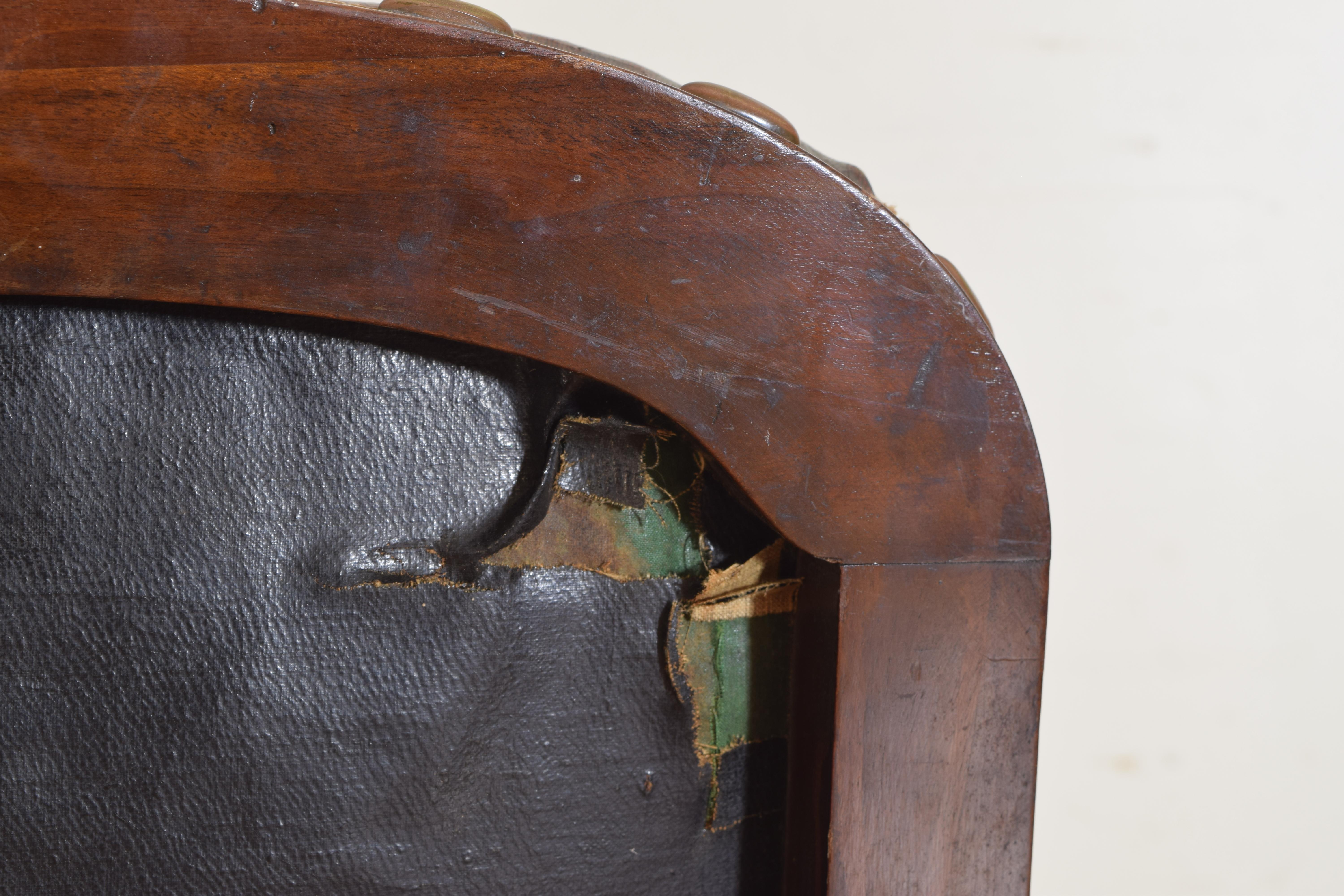 Pair Spanish Mid Neoclassic Period Walnut & Leather Salon Chairs, ca. 1830 7