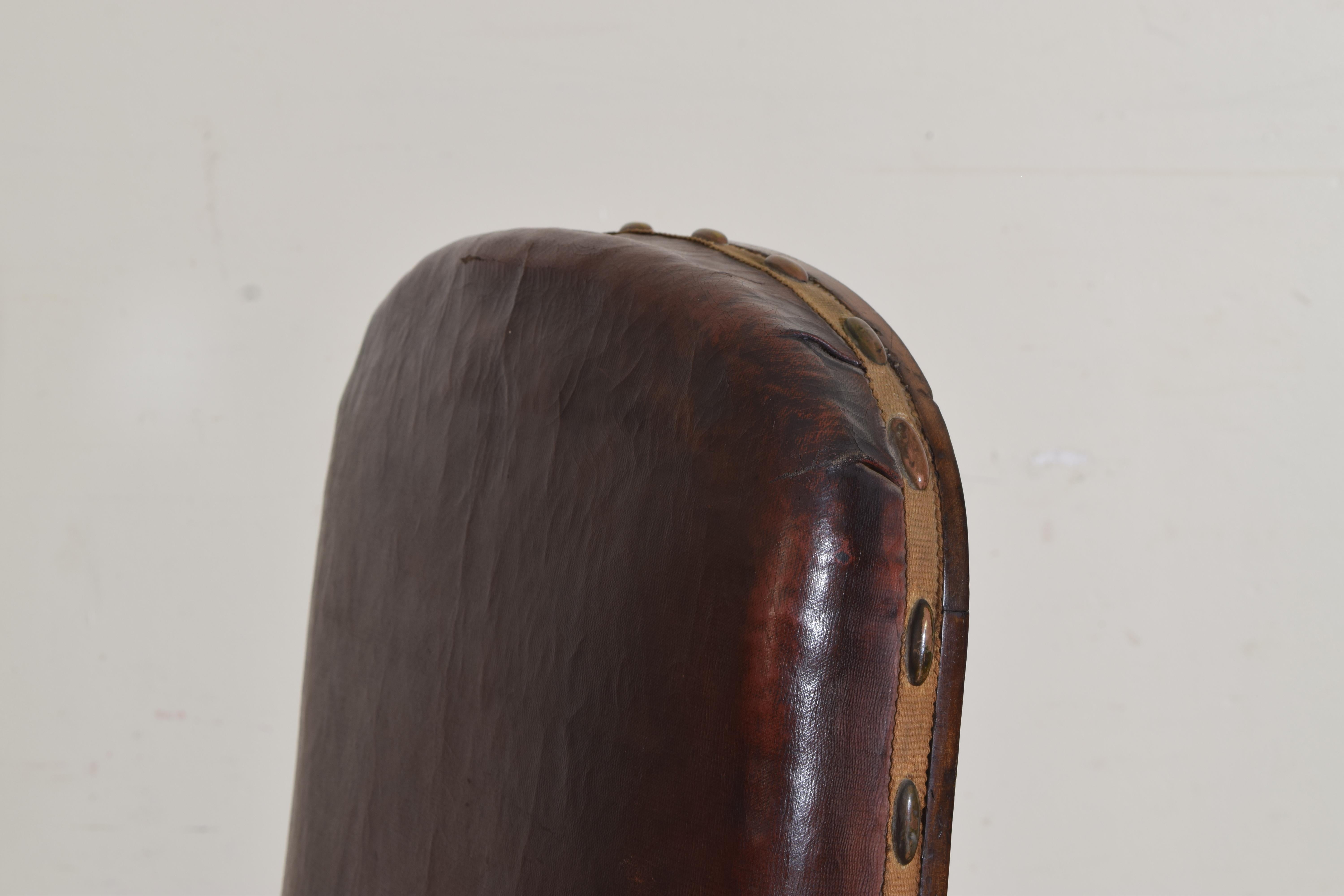 Pair Spanish Mid Neoclassic Period Walnut & Leather Salon Chairs, ca. 1830 3