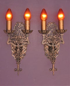 Pair Spanish Revival Sconces Late 1920s