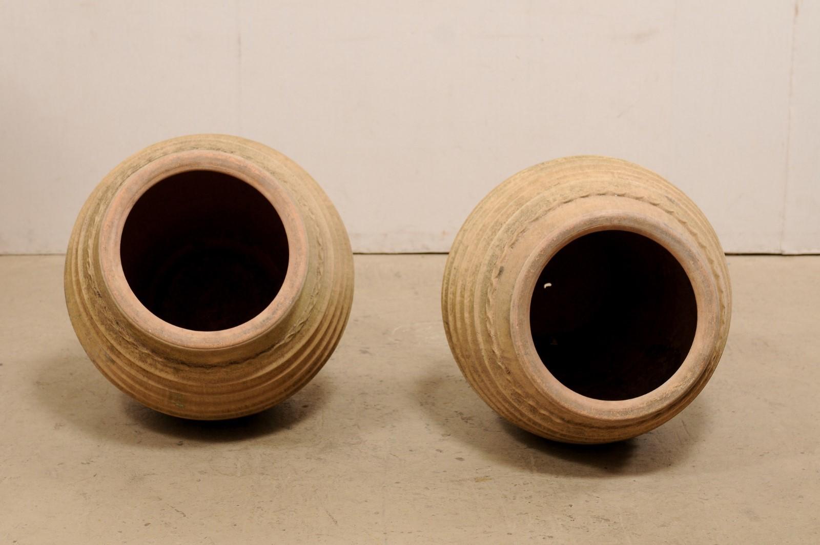Pair Spanish Terracotta Bulb-Shaped Pots, from the Early 20th Century 5