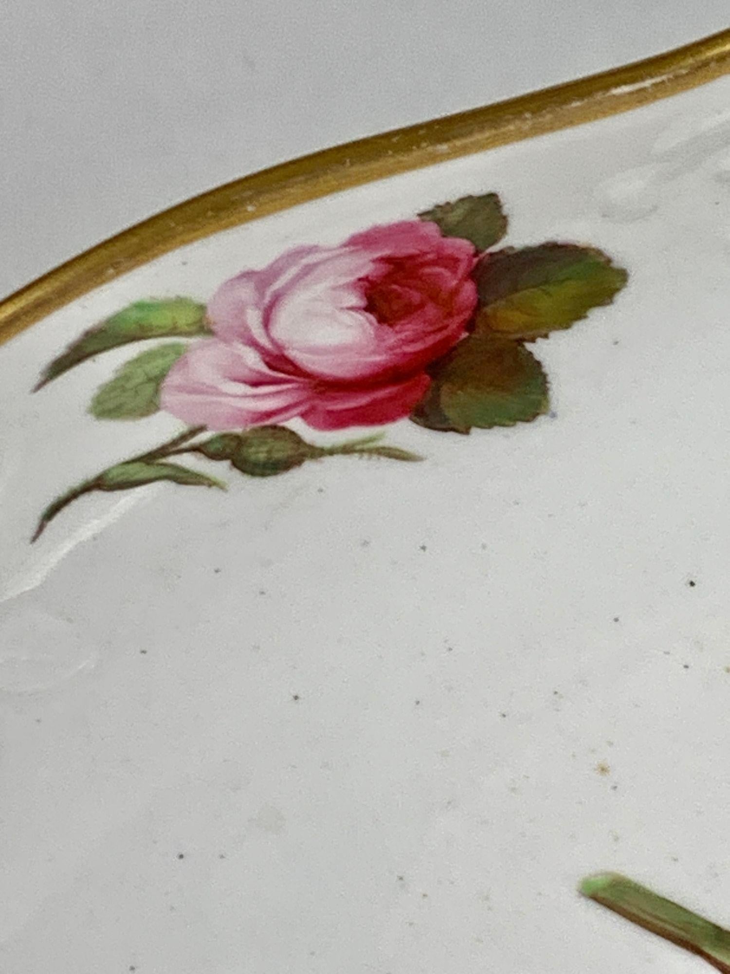 Pair Spode Dishes with Hand Painted Flowers England Circa 1820 6