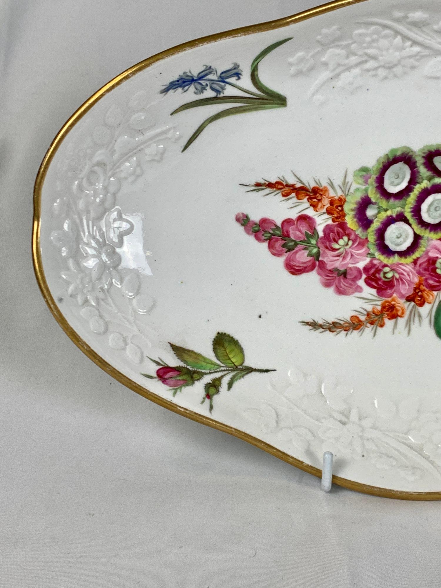 Pair Spode Dishes with Hand Painted Flowers England Circa 1820 1