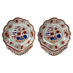 Pair Spode Shell-Shaped Dishes Orange and Blue Early 19th Century, Circa 1820