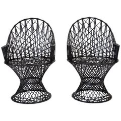 Pair Spun Fiberglass Patio Captain Chairs by Woodard Furniture