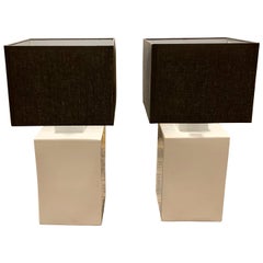 Pair Square Canister Lamps, China, Contemporary