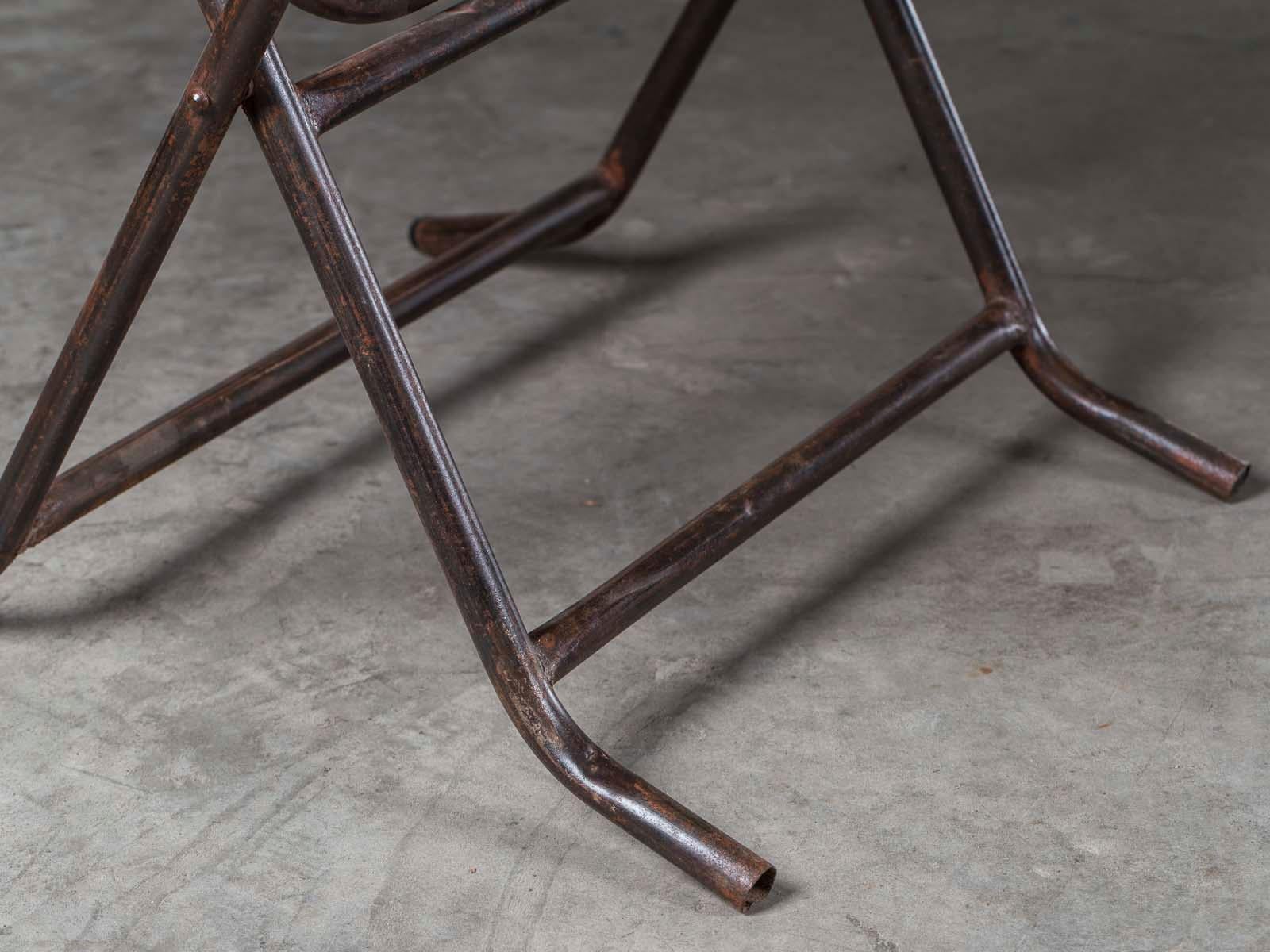 Pair of Square Metal Folding Tables Tubular Metal Legs Found in Asia 5