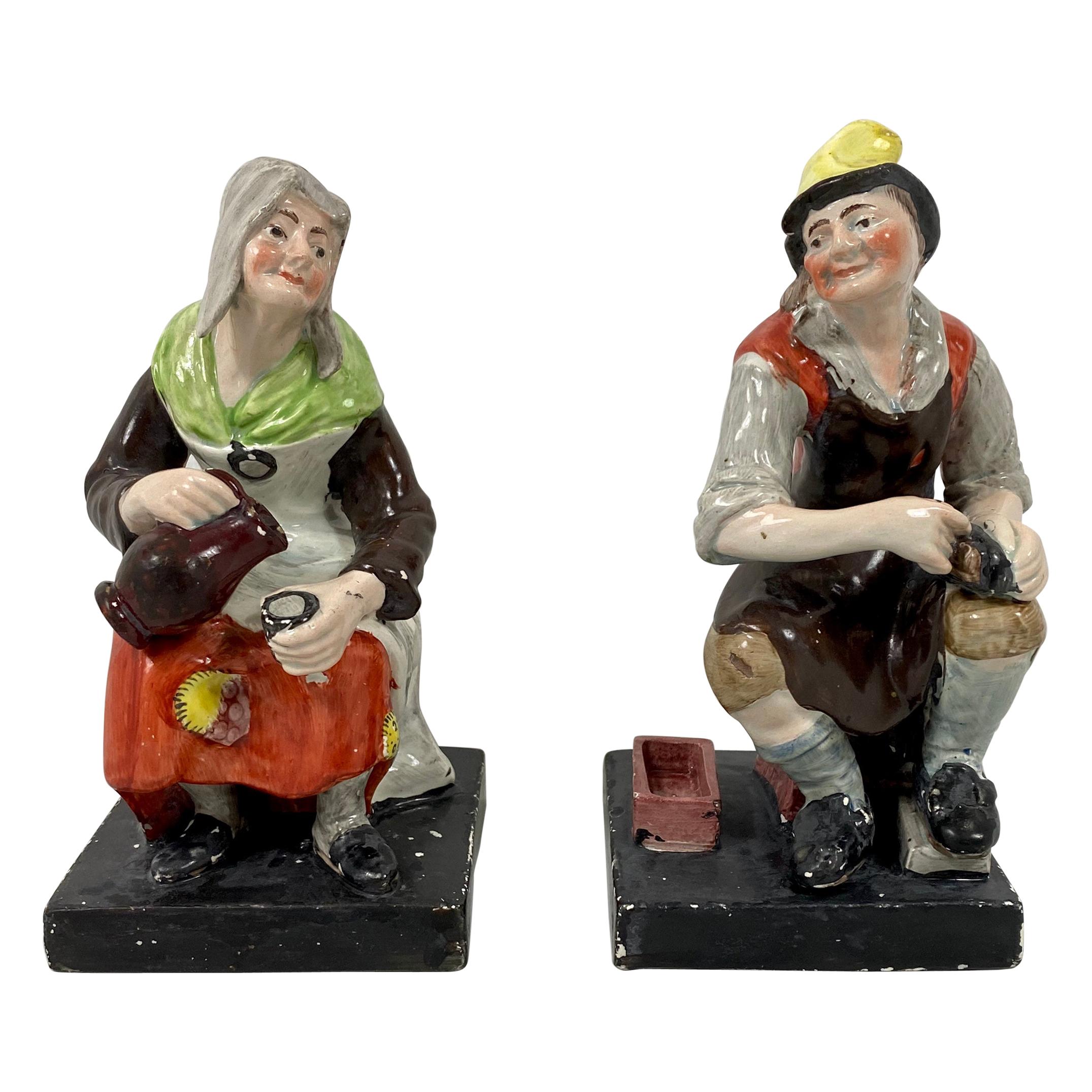 Pair of Staffirdshire Figures ‘Jobson & Nell’, Enoch Wood, circa 1820 For Sale