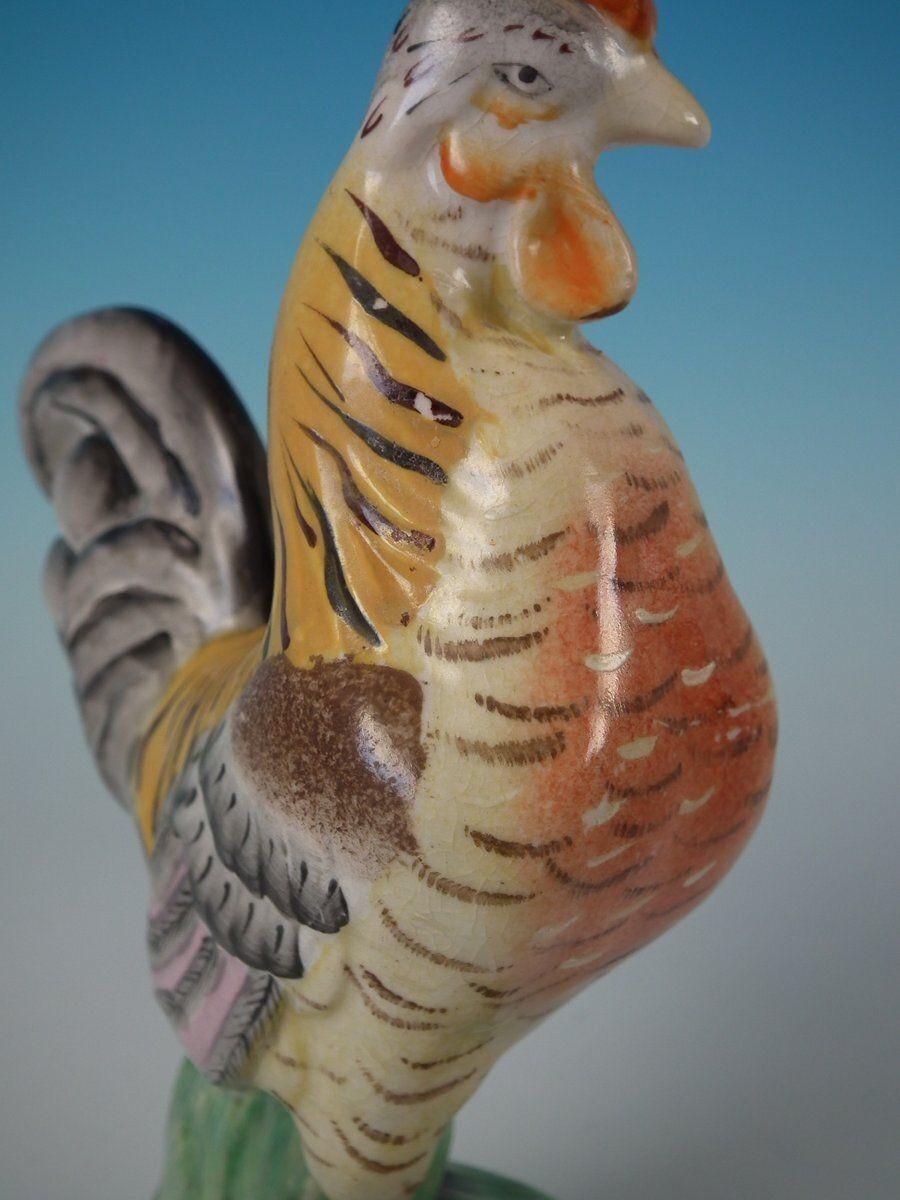 Pair Staffordshire Hen and Cockerel / Rooster Figures For Sale 1