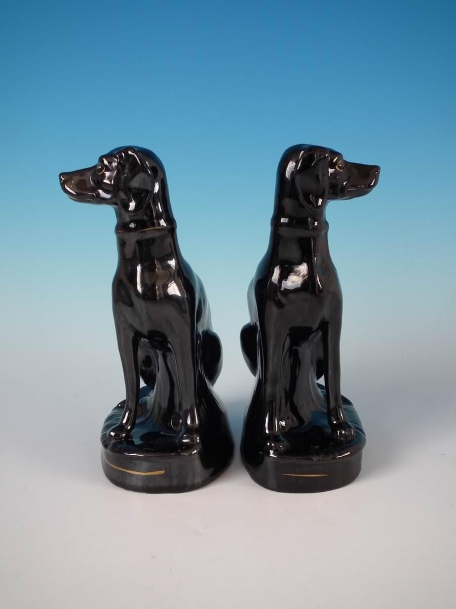 Pair of Staffordshire Jackfield Great Dane Figures In Good Condition In Chelmsford, Essex