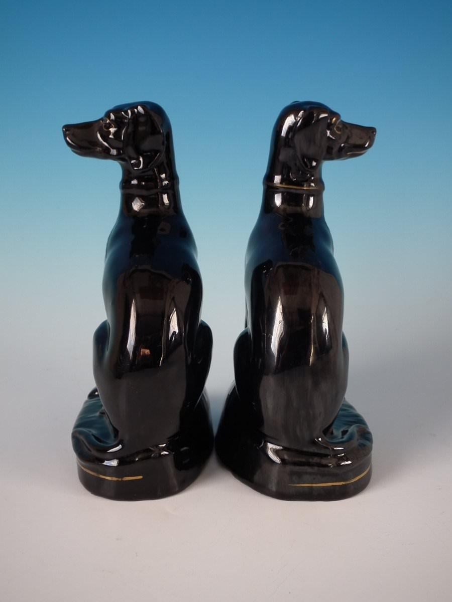 Mid-19th Century Pair of Staffordshire Jackfield Great Dane Figures