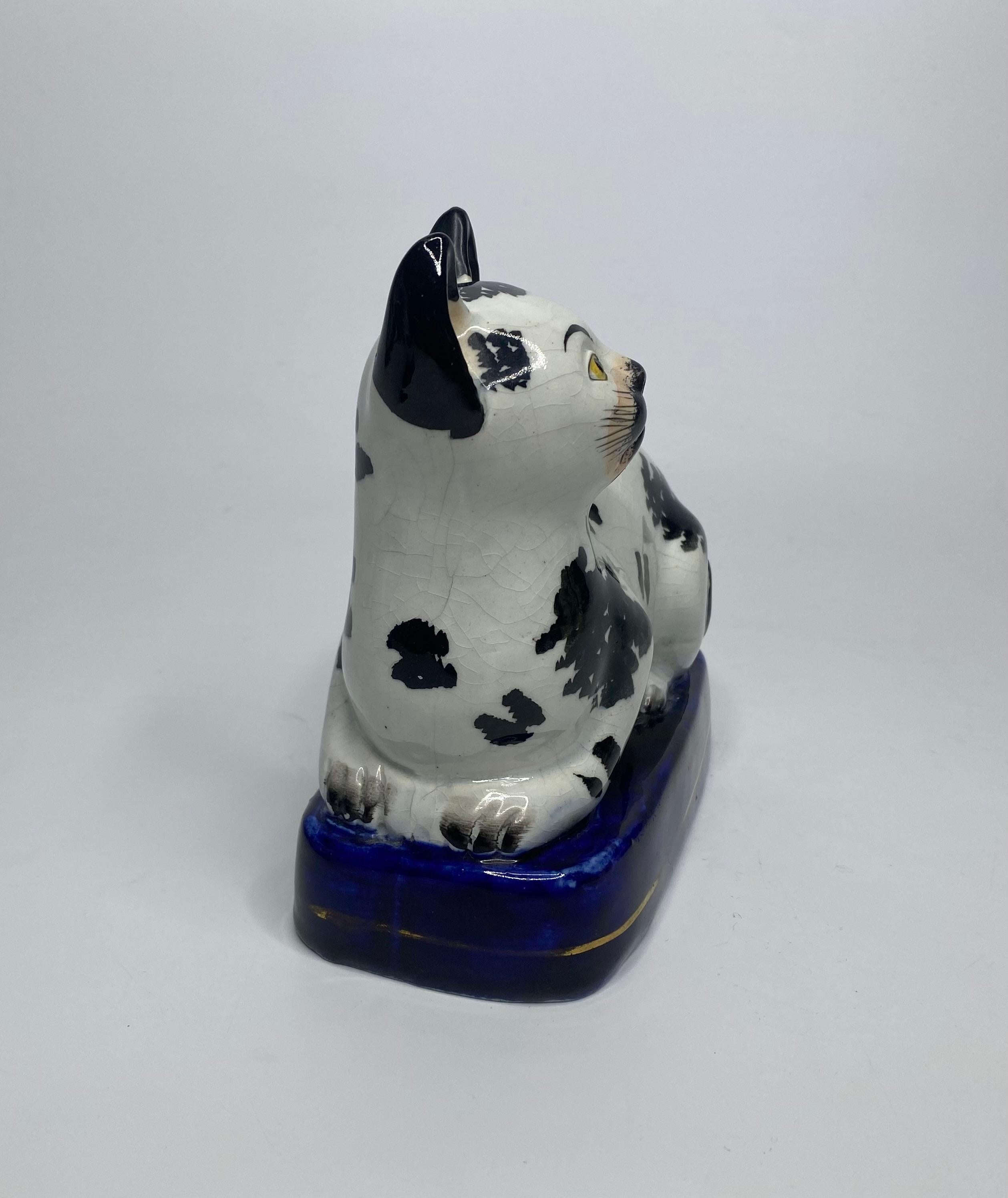 Pair Staffordshire pottery cats, c. 1850. For Sale 2