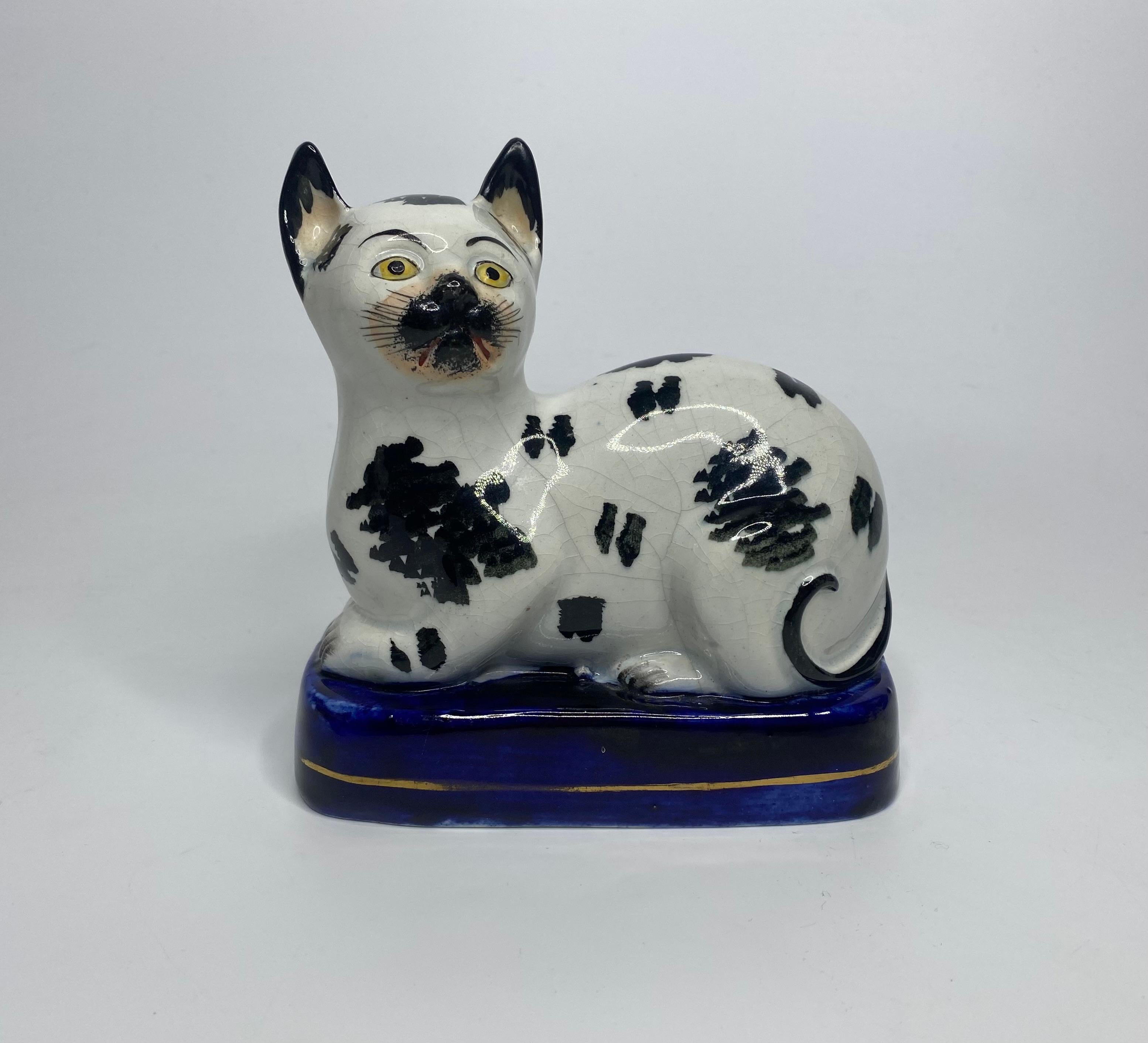 Pottery Pair Staffordshire pottery cats, c. 1850. For Sale