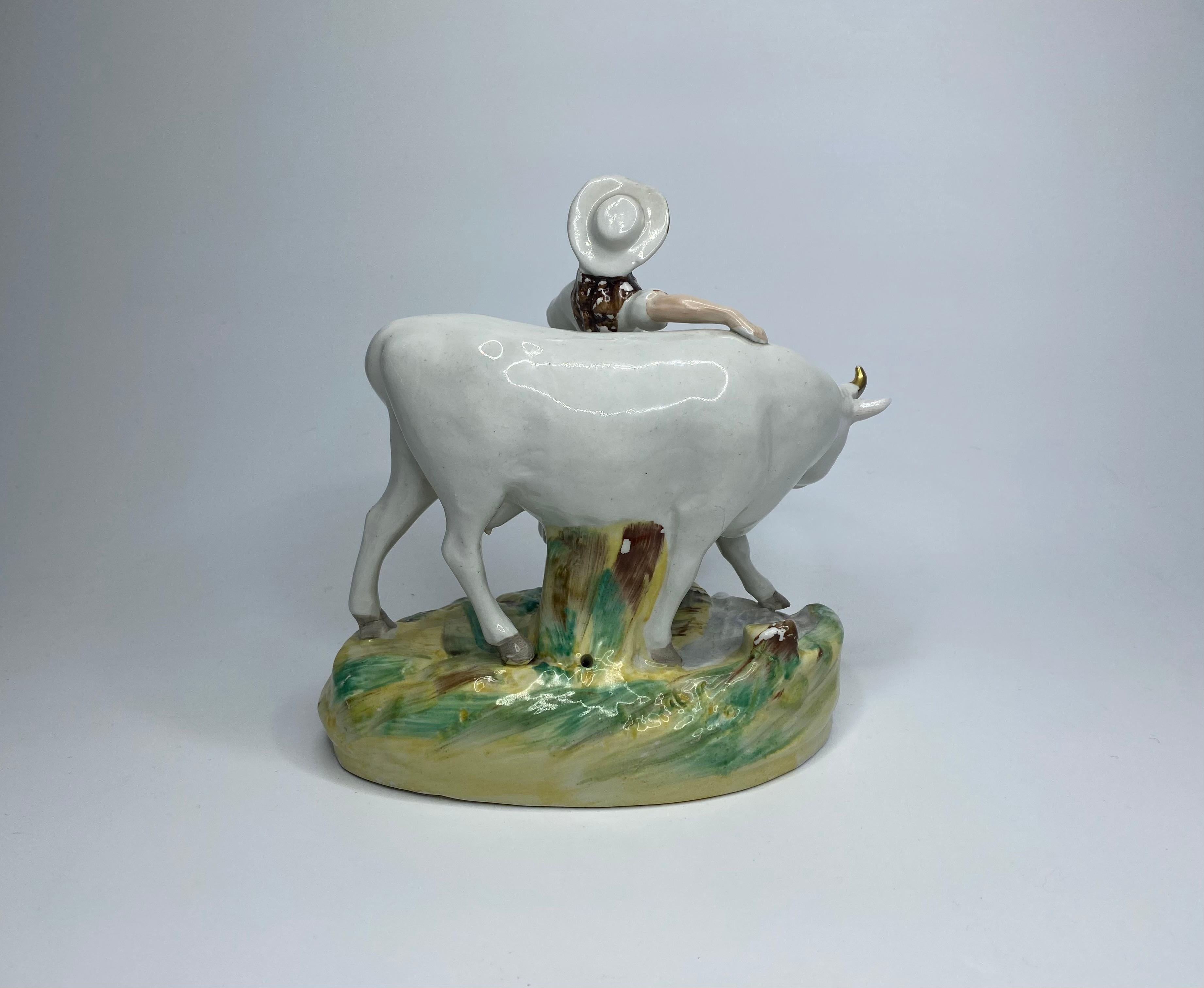 Mid-19th Century Pair Staffordshire pottery cow groups, Thomas Parr, c. 1860.