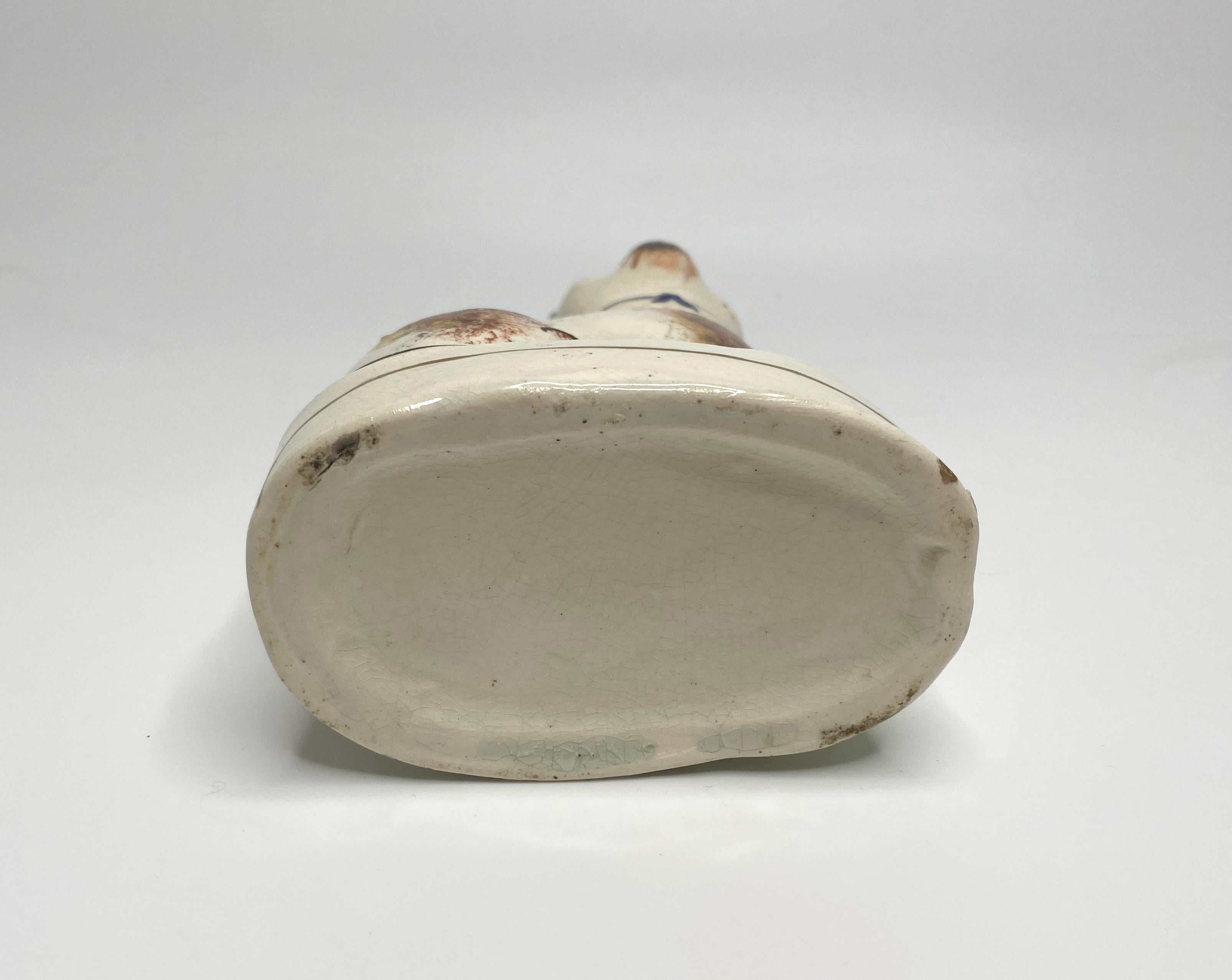 Pair Staffordshire pottery seated cats, c. 1860. 1