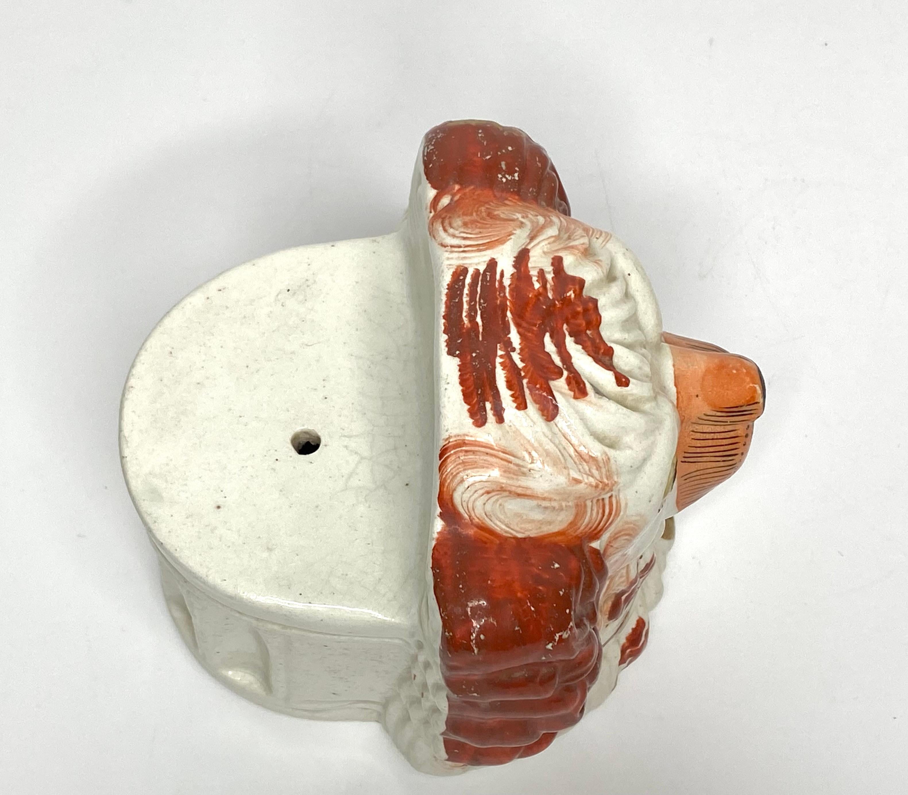 Pair Staffordshire pottery Spaniel window rests, c. 1850. For Sale 2