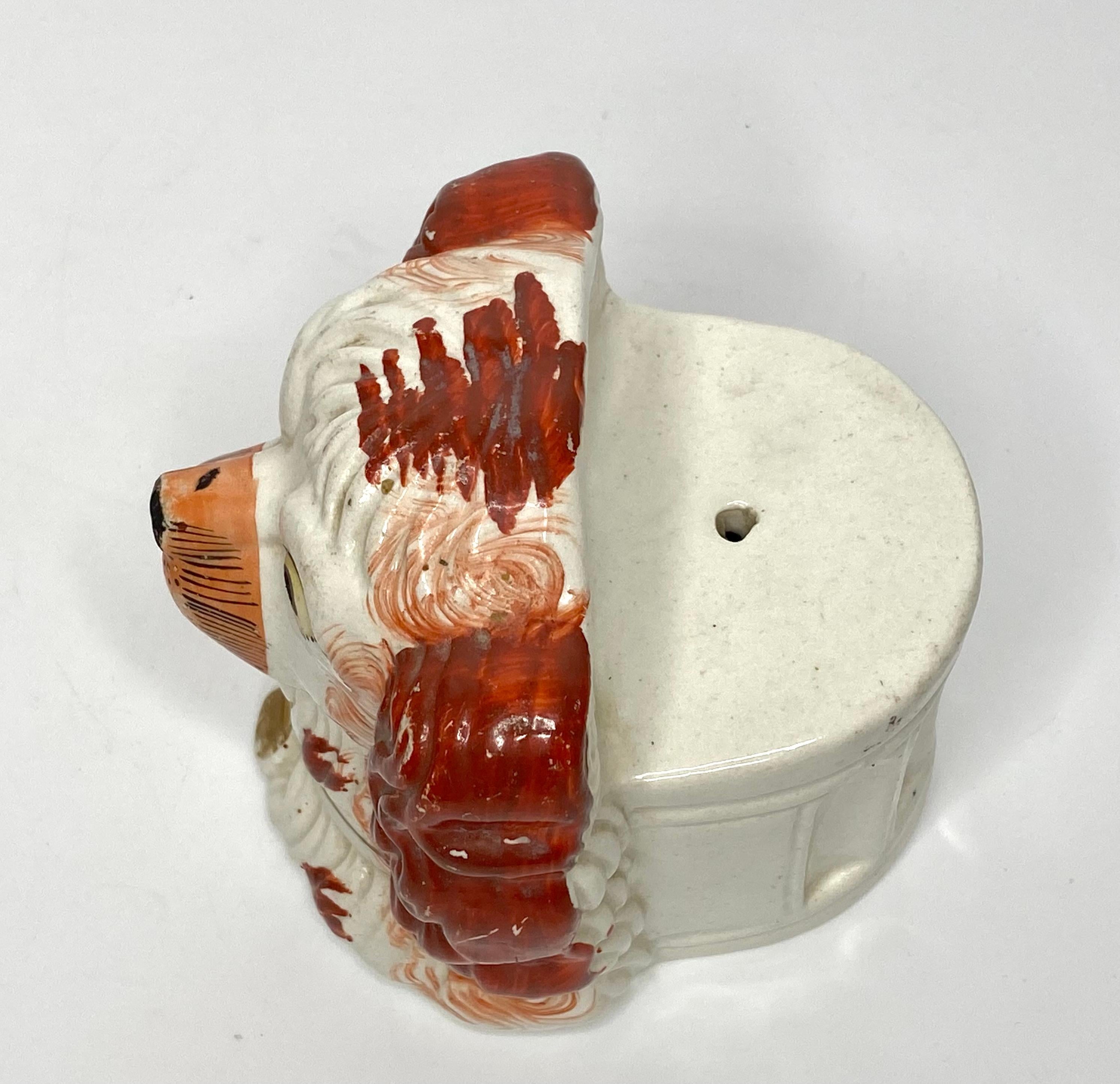 Pair Staffordshire pottery Spaniel window rests, c. 1850. For Sale 1