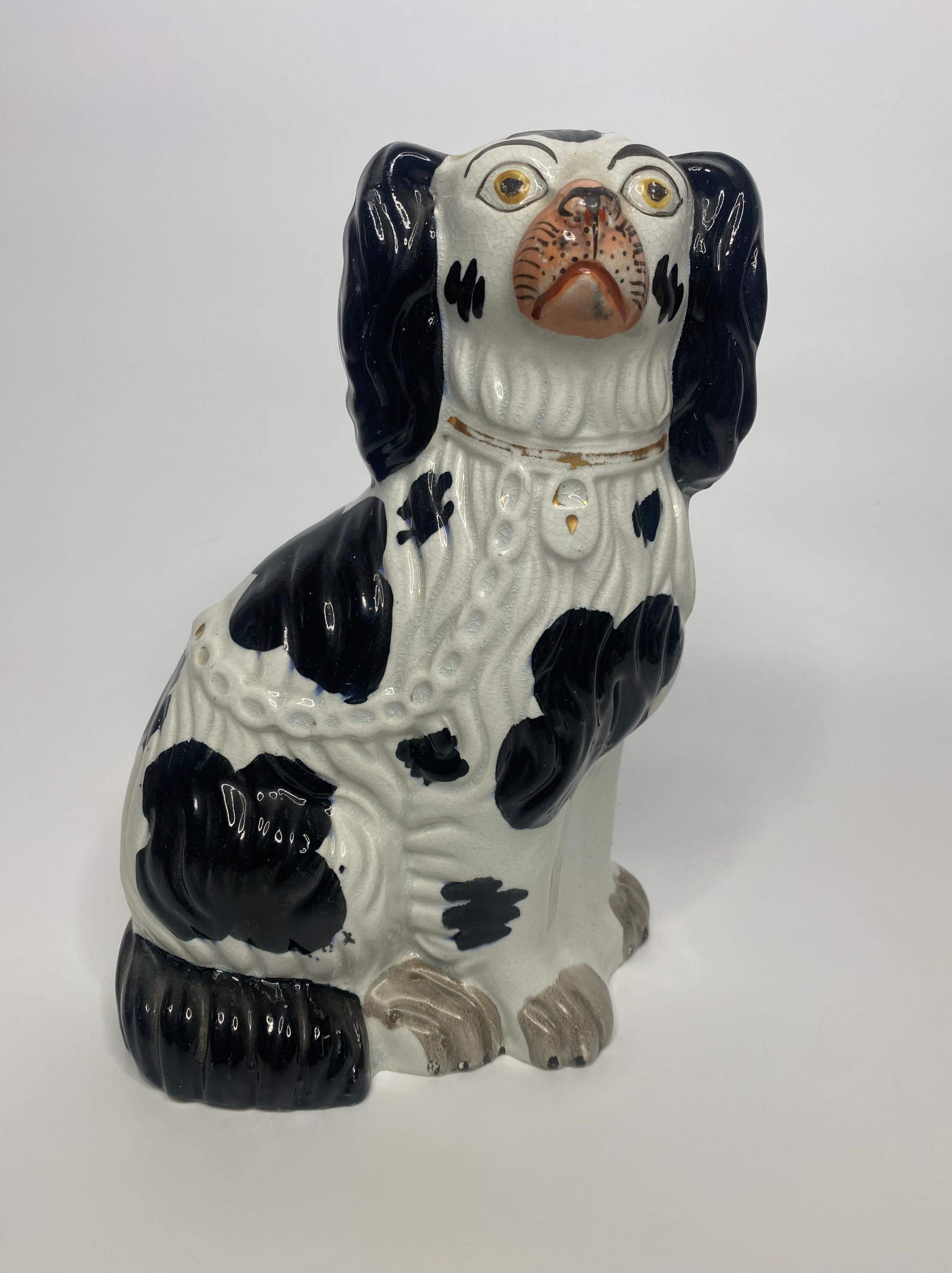 Victorian Pair Staffordshire pottery Spaniels, c. 1850.