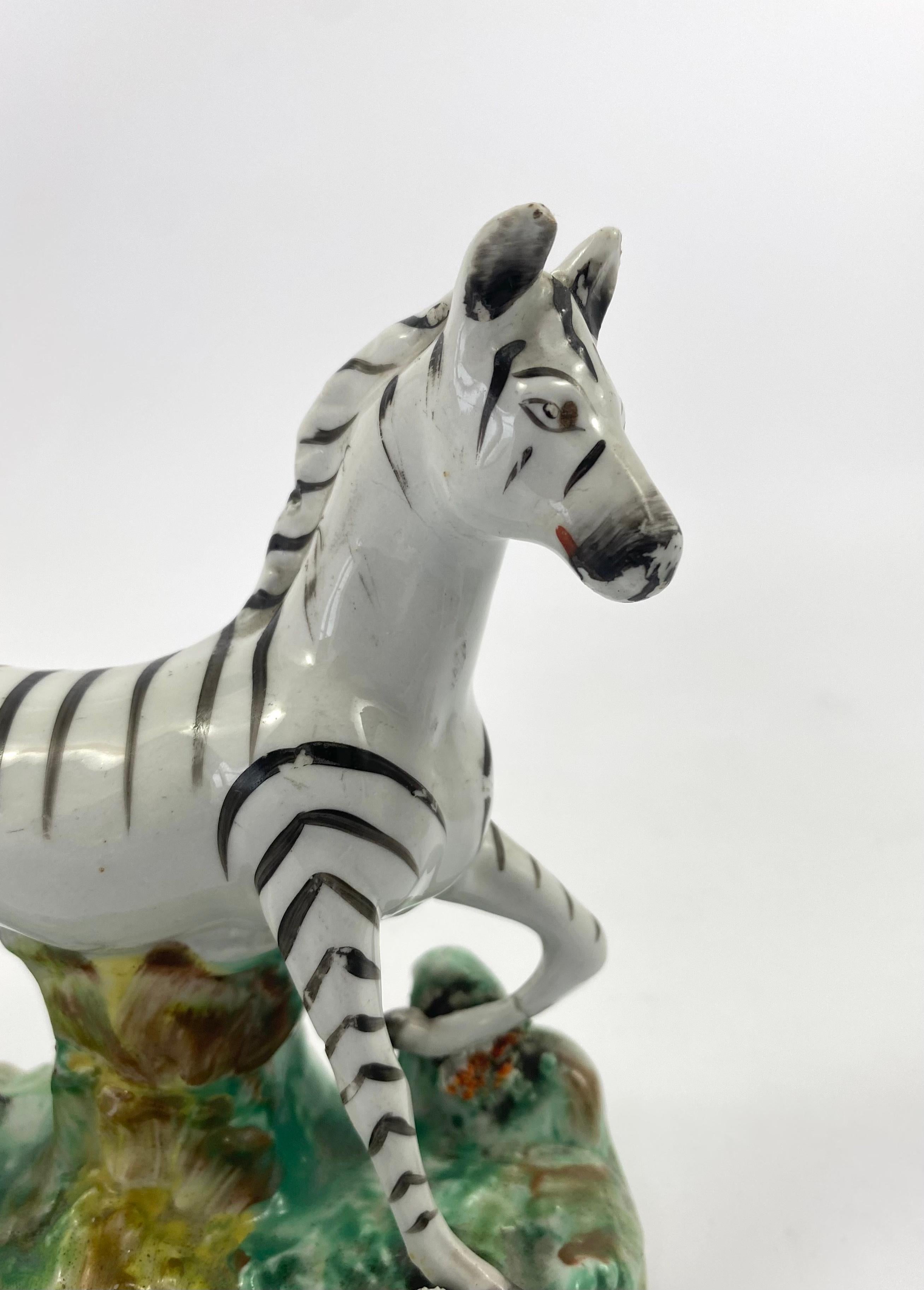 Pair Staffordshire Pottery Zebra, Thomas Parr Factory, c. 1860 In Excellent Condition In Gargrave, North Yorkshire