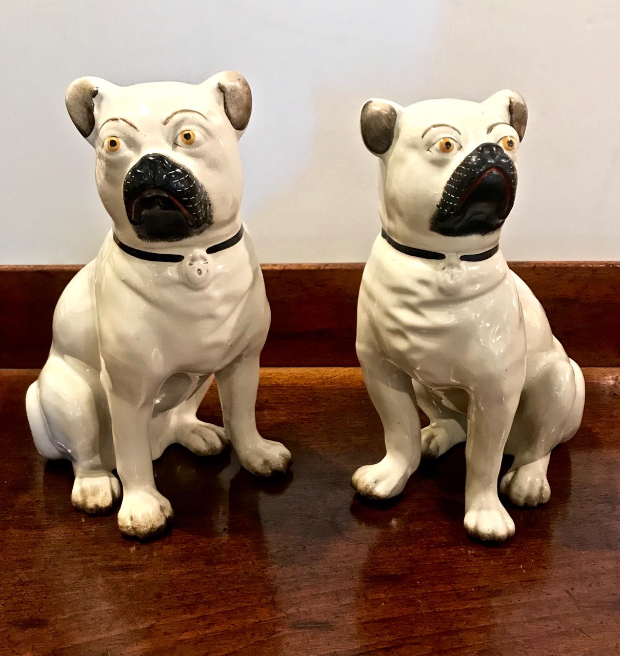 Late Victorian Pair of Staffordshire Pugs, Late 19th Century