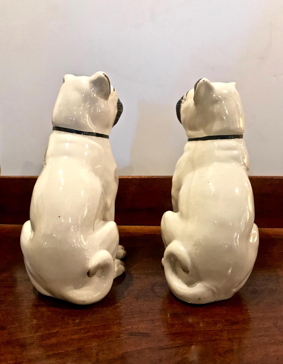 English Pair of Staffordshire Pugs, Late 19th Century
