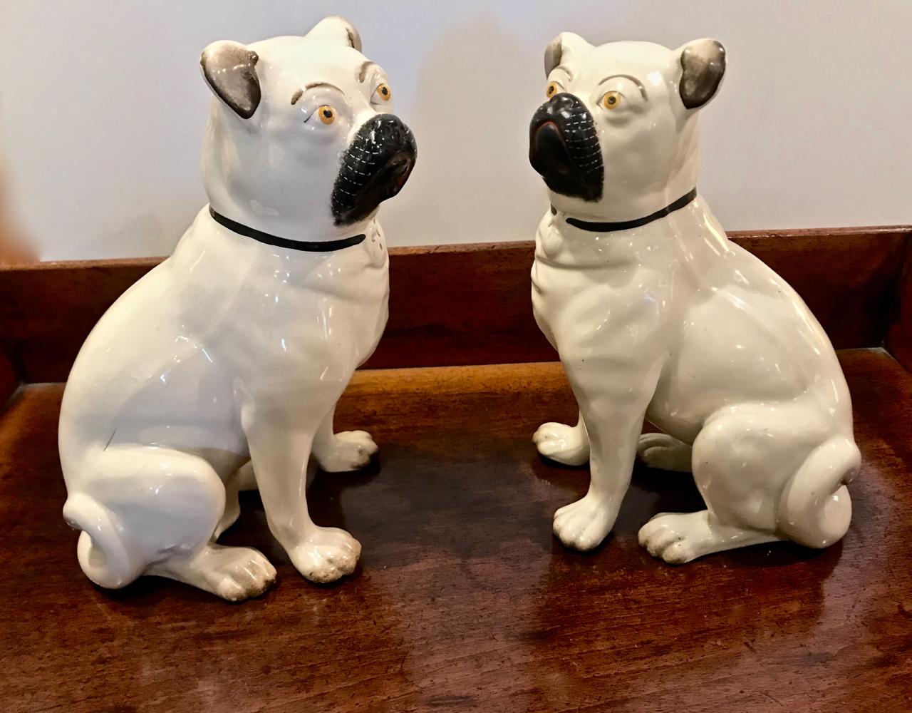 Pair of Staffordshire Pugs, Late 19th Century In Good Condition In Pasadena, CA