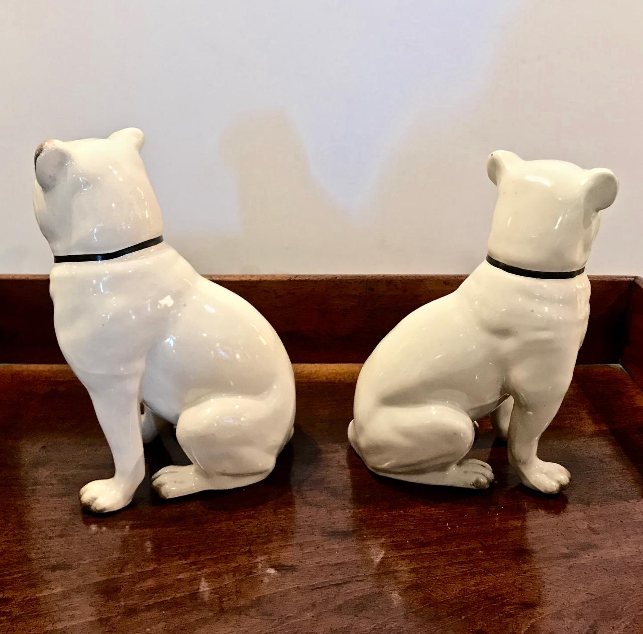 Pottery Pair of Staffordshire Pugs, Late 19th Century