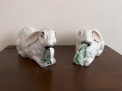 Pair Staffordshire Recumbent Rabbits
