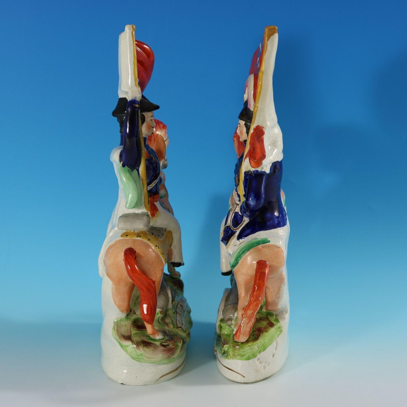 Victorian Pair Staffordshire 'Simpson & Brown' Generals on Horseback For Sale