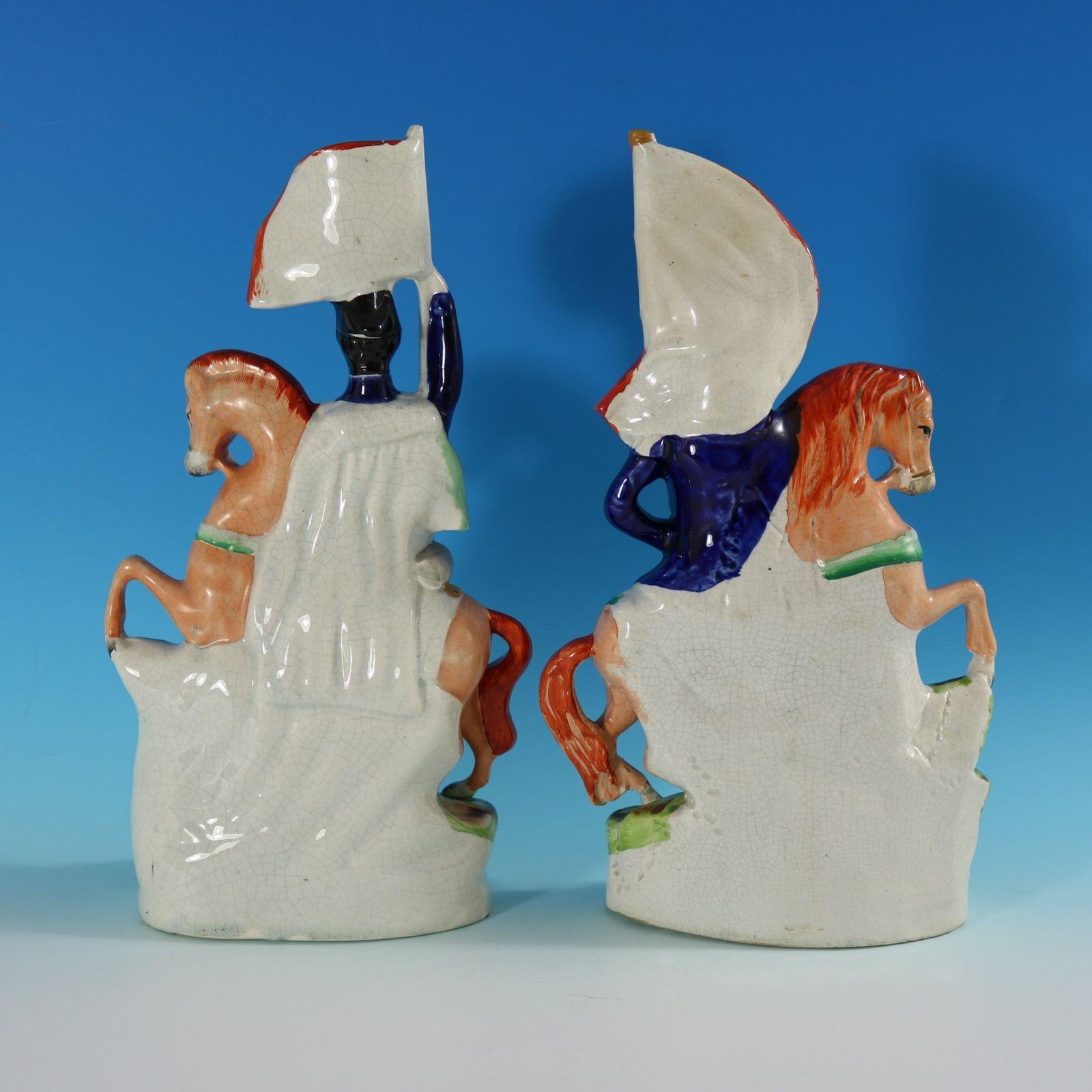 Pair Staffordshire 'Simpson & Brown' Generals on Horseback In Good Condition For Sale In Chelmsford, Essex