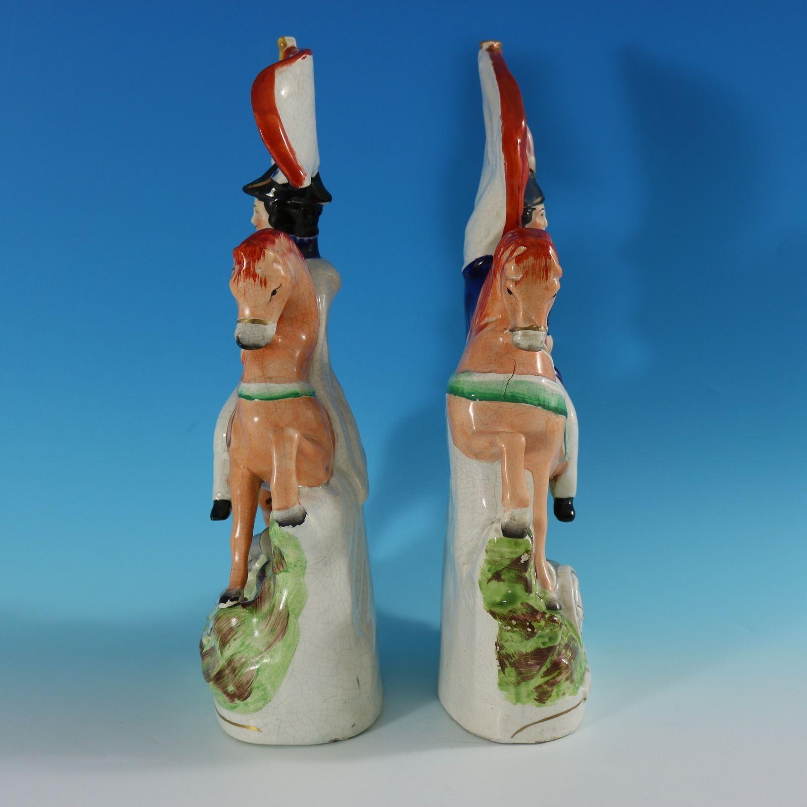 Earthenware Pair Staffordshire 'Simpson & Brown' Generals on Horseback For Sale