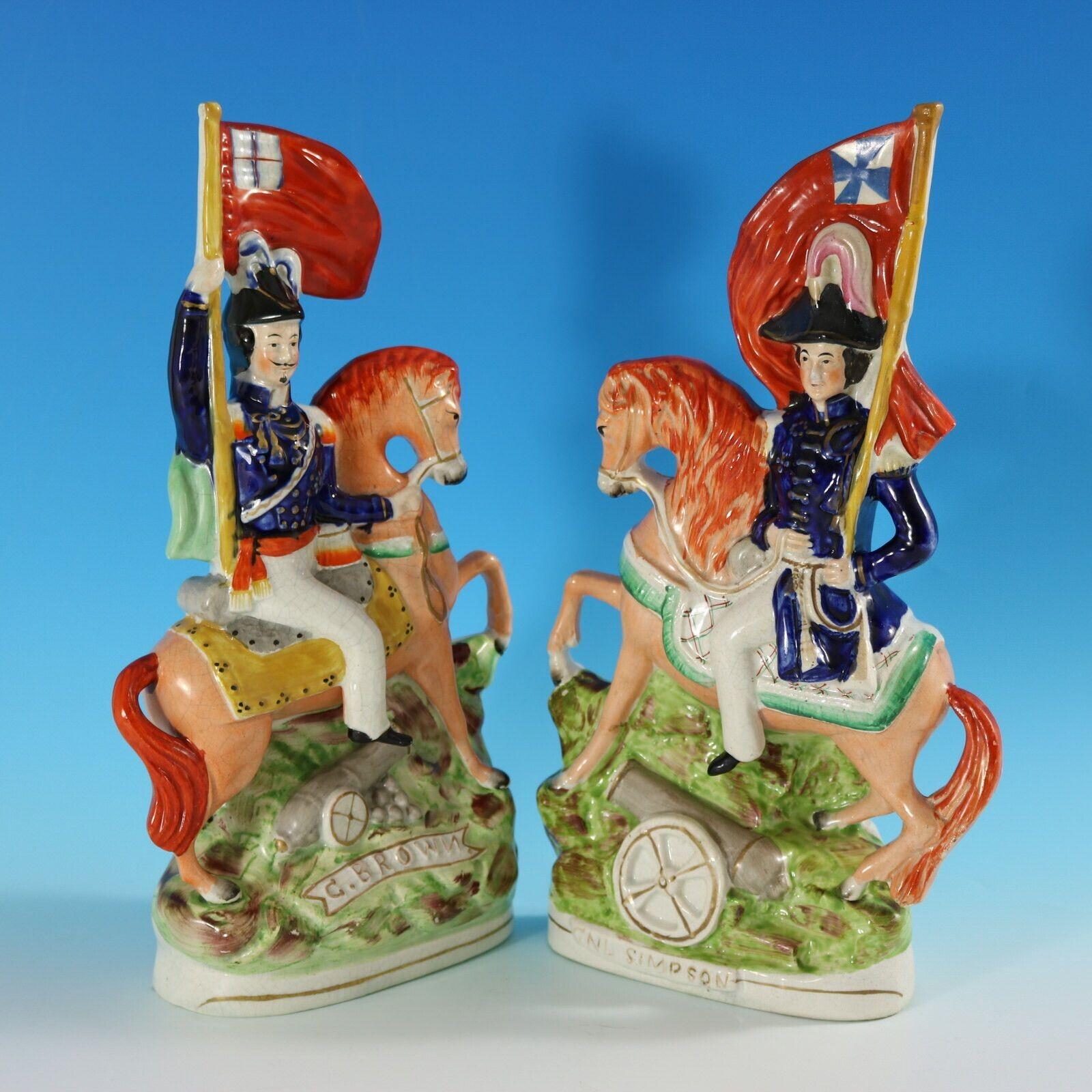 Pair Staffordshire 'Simpson & Brown' Generals on Horseback For Sale 1