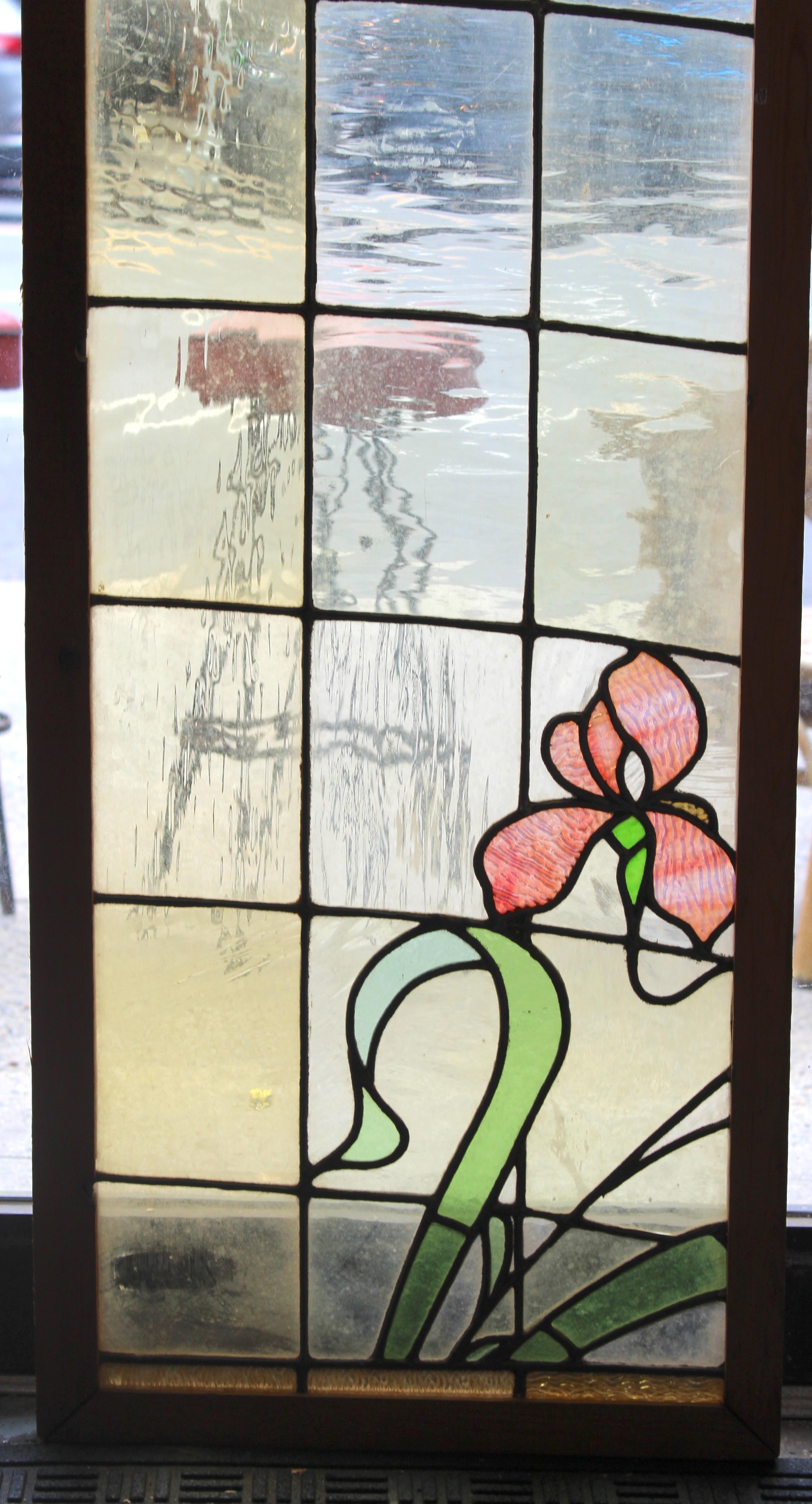 20th Century Pair Stained Glass Windows or Transoms 18