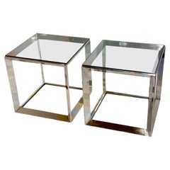 Paire de tables de poupées russes en acier inoxydable pour Dennis Miller par Rockwell Group