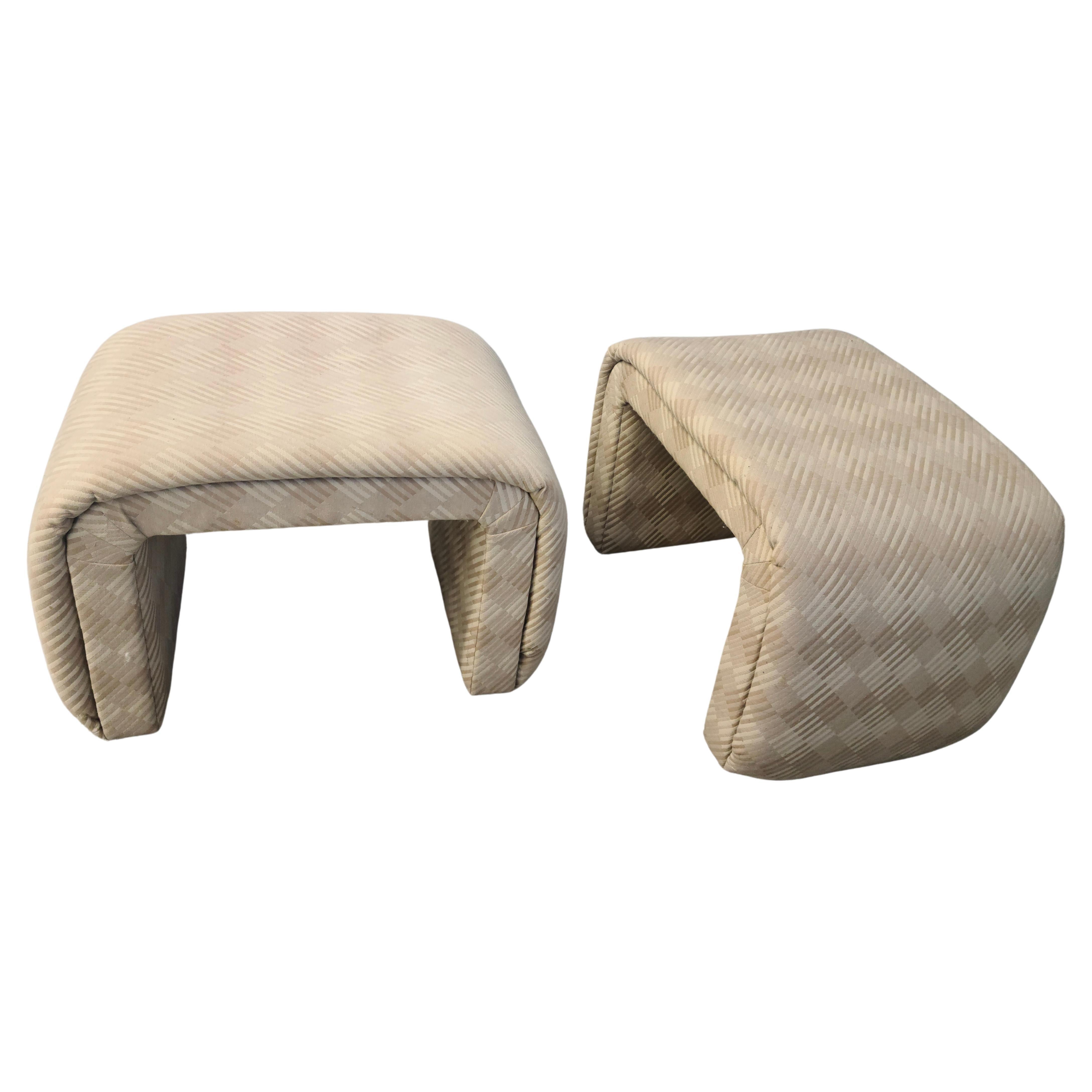 Pair Staple Ottoman Footstools in the style of Kagan For Sale
