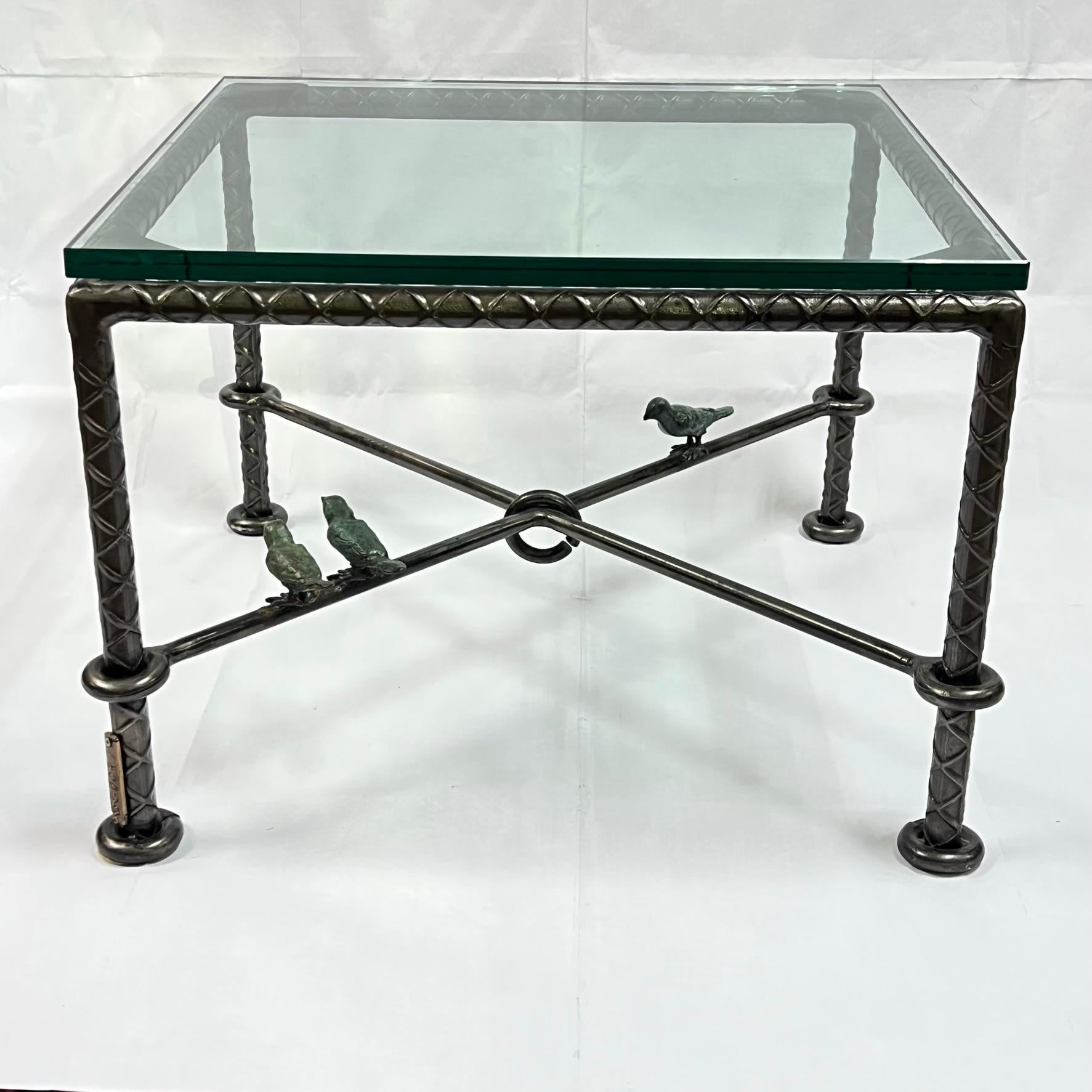 Pair steel and glass cocktail tables by Ilana Goor, circa 1985.