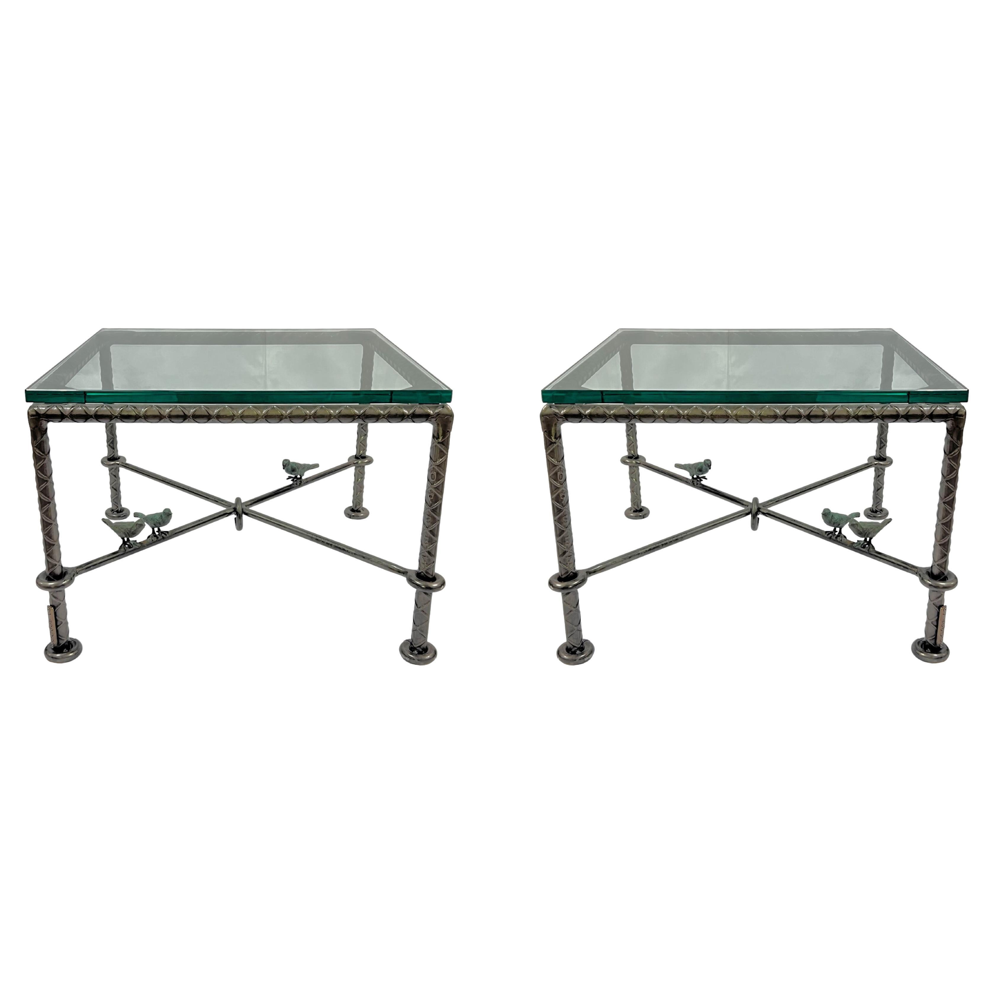 Pair Steel and Glass Cocktail Tables by Ilana Goor, circa 1985 For Sale
