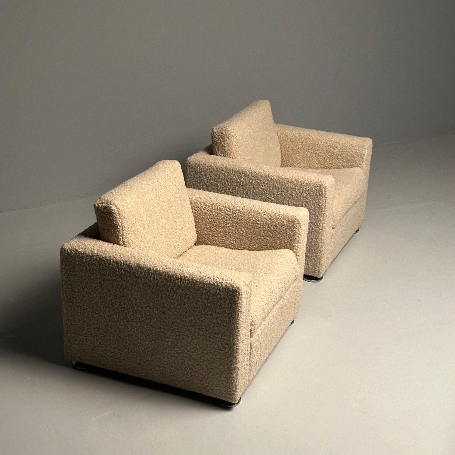 Pair Stendig Arm Chairs, Switzerland, New Luxurious Boucle, Mid-Century Modern For Sale 8
