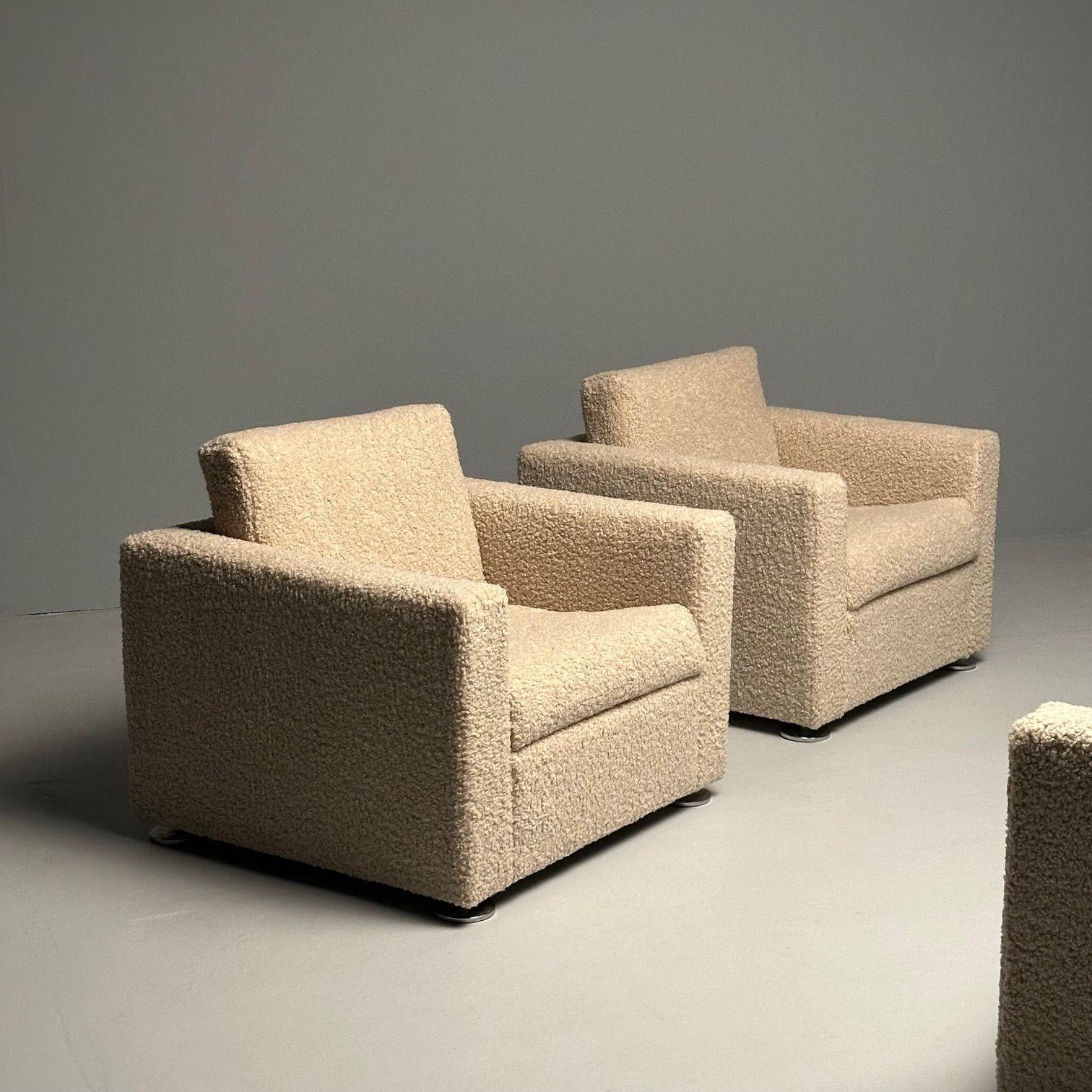 Pair Stendig Arm Chairs, Switzerland, New Luxurious Boucle, Mid-Century Modern For Sale 9