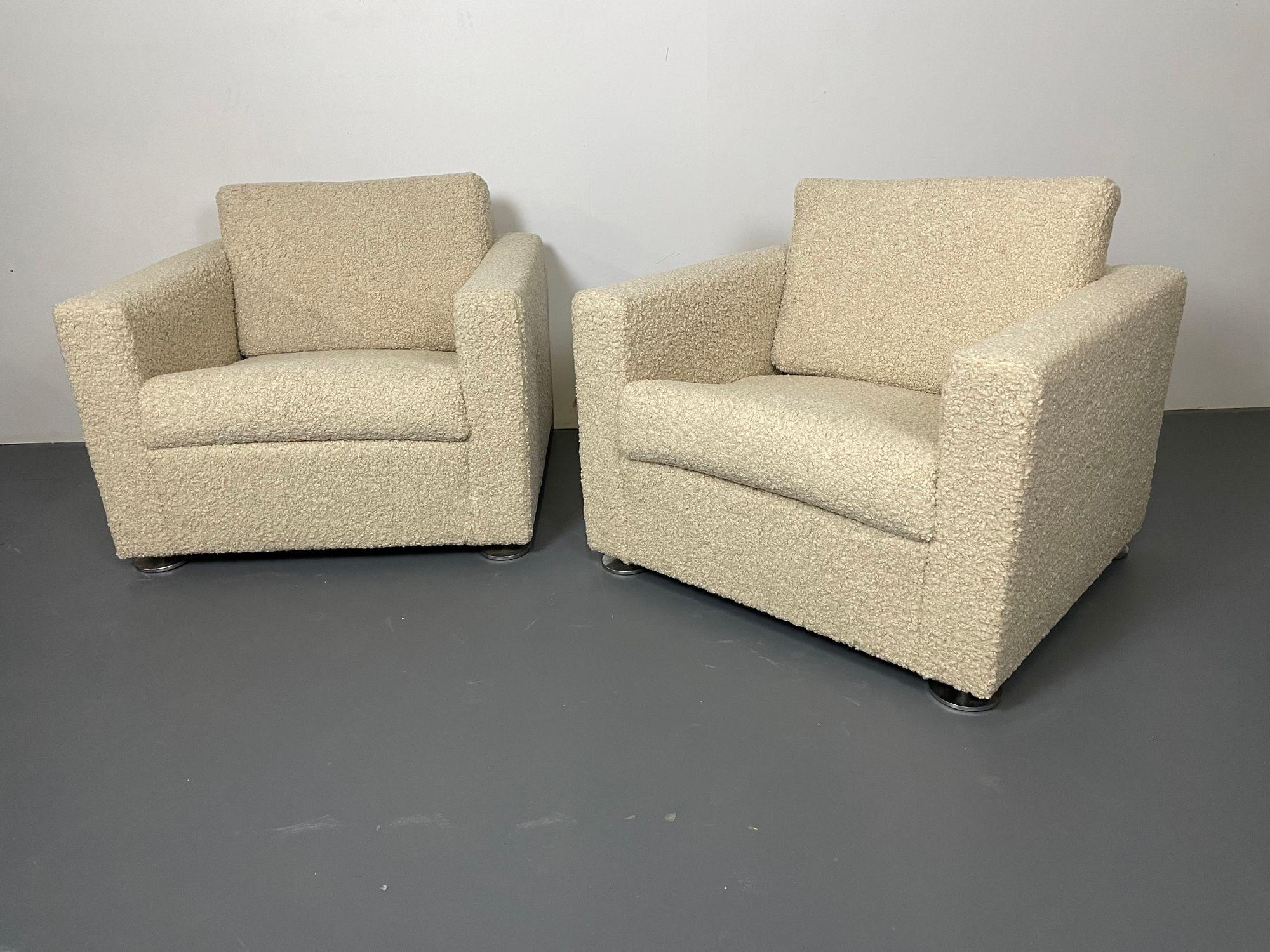 Pair Stendig Arm Chairs, Switzerland, New Luxurious Boucle, Mid-Century Modern In Good Condition For Sale In Stamford, CT